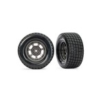 Traxxas 10473X - Dirt Oval Gray Wheels with Hoosier Tires, Front (2)