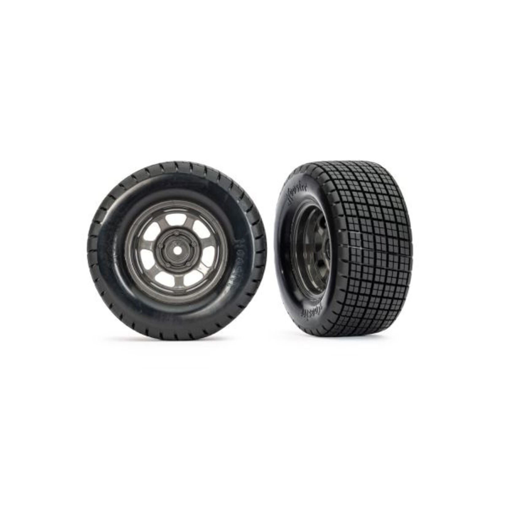 Traxxas 10473X - Dirt Oval Gray Wheels with Hoosier Tires, Front (2)