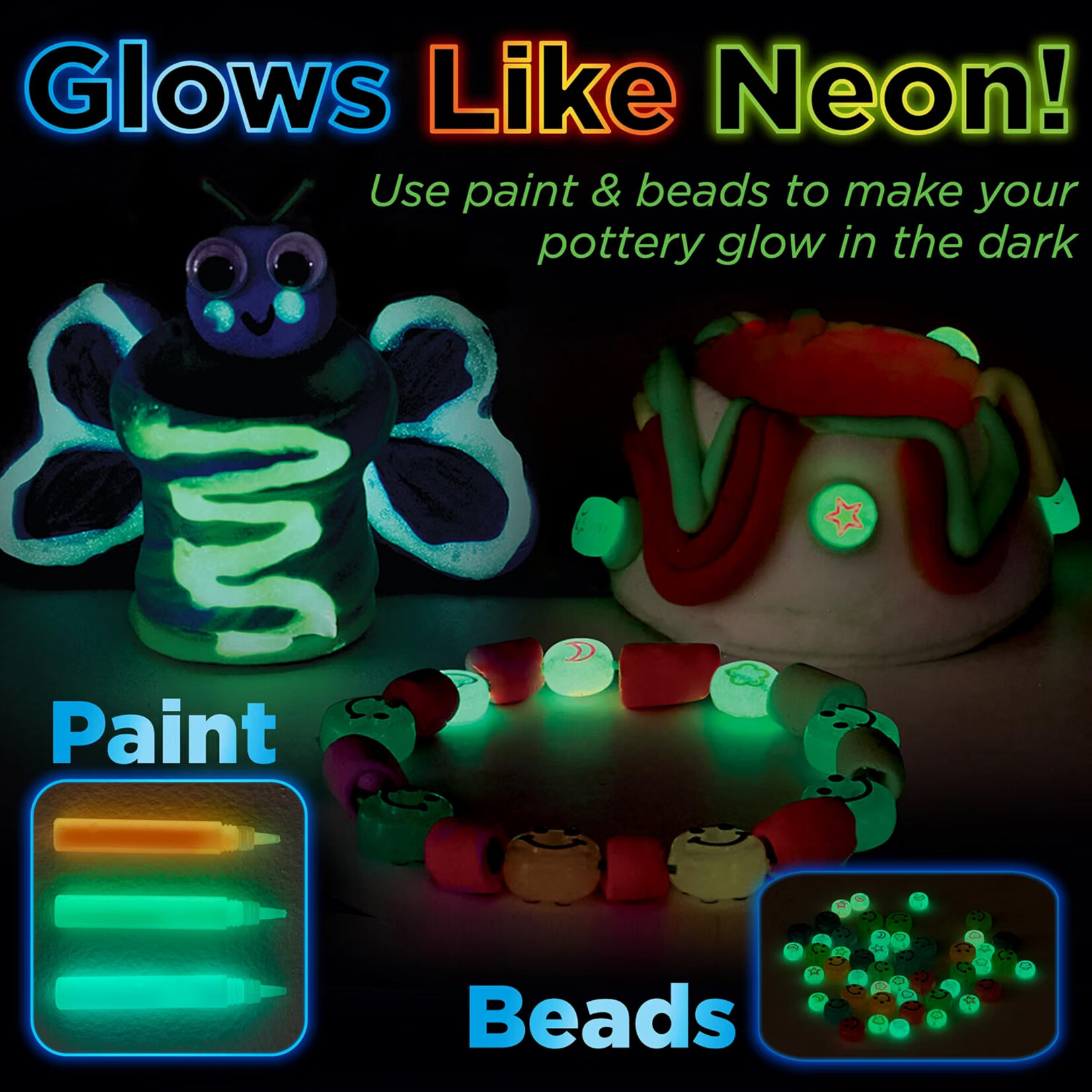 Neon Glow Pottery Studio