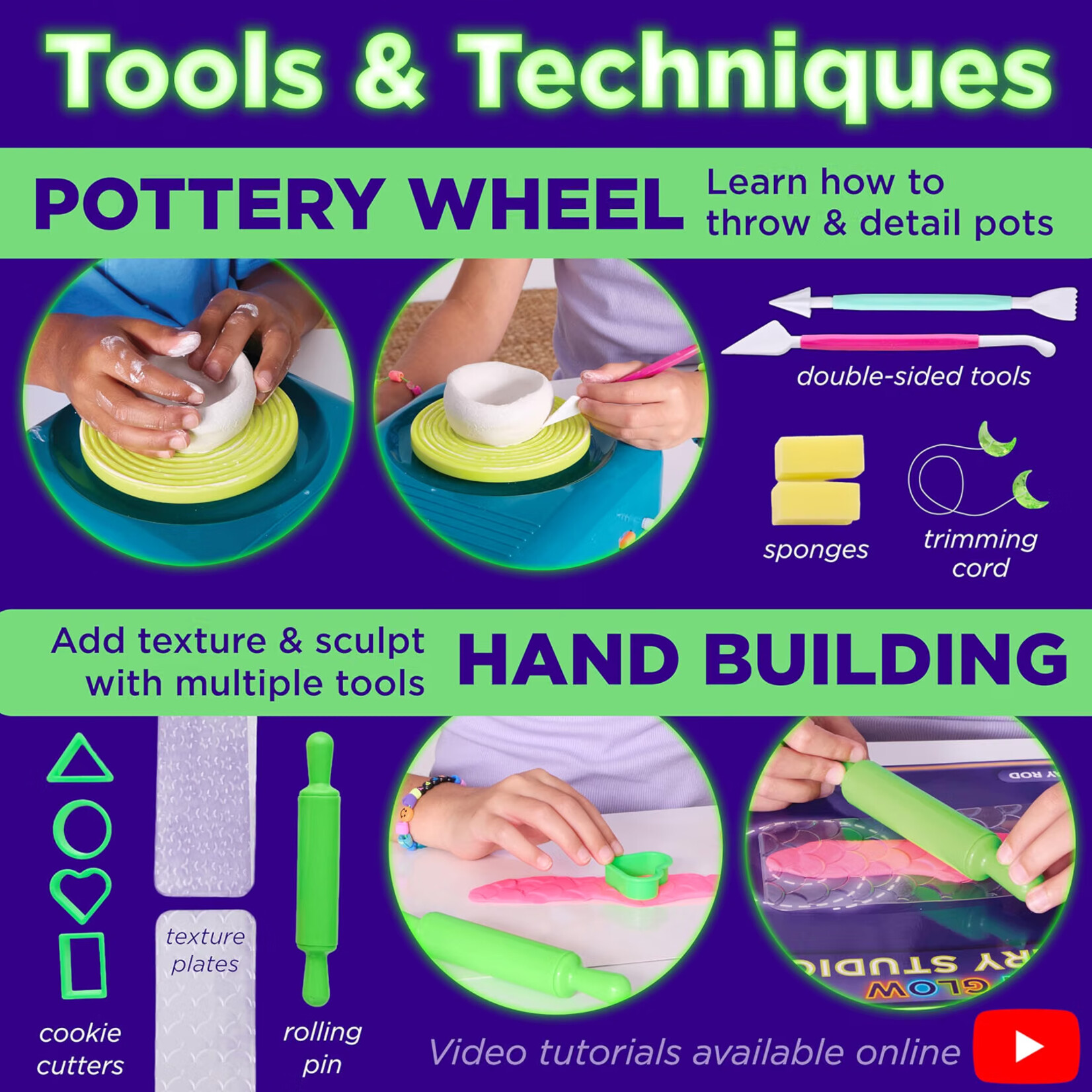 Neon Glow Pottery Studio
