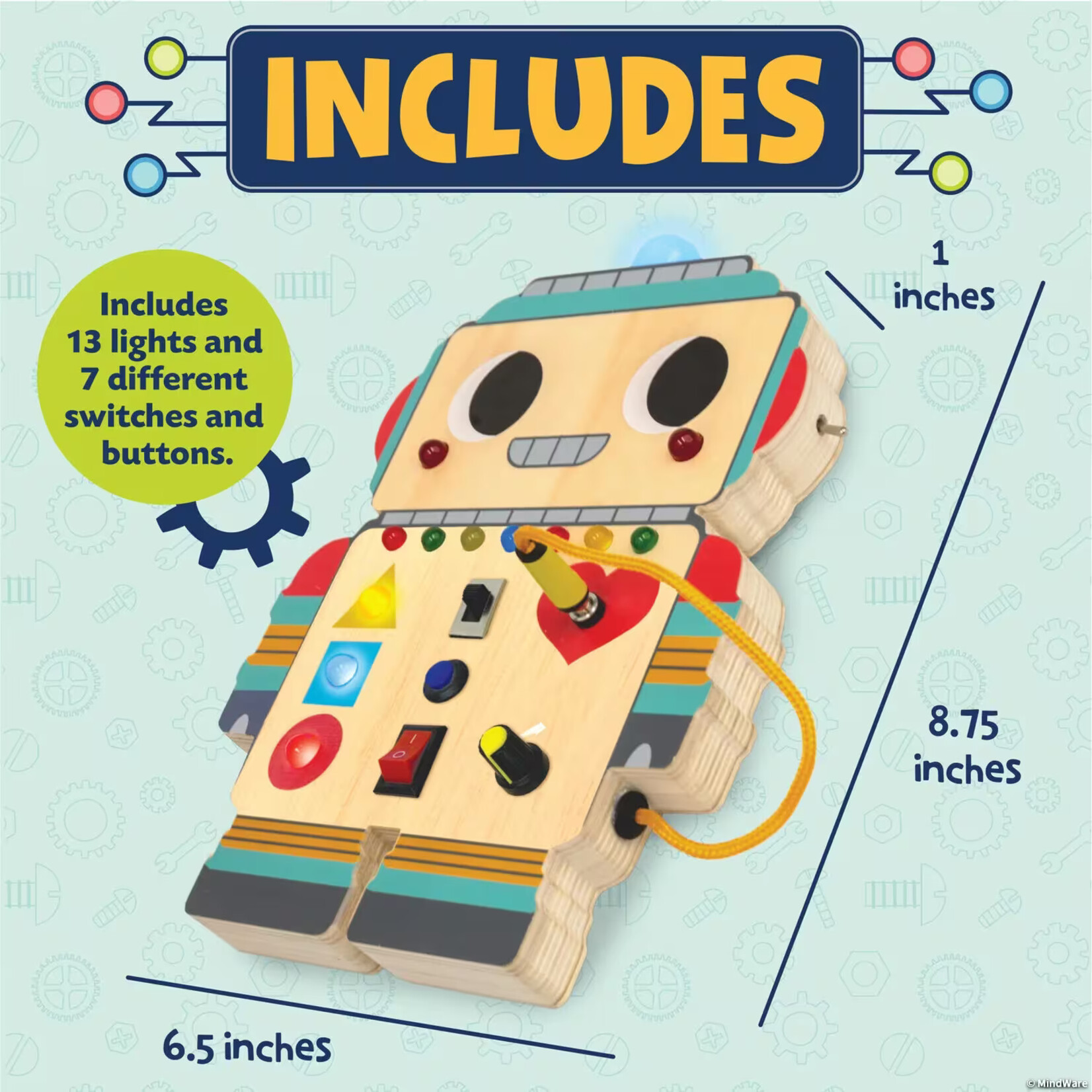 Peaceable Kingdom Blinkity Bot Light Up Busy Board