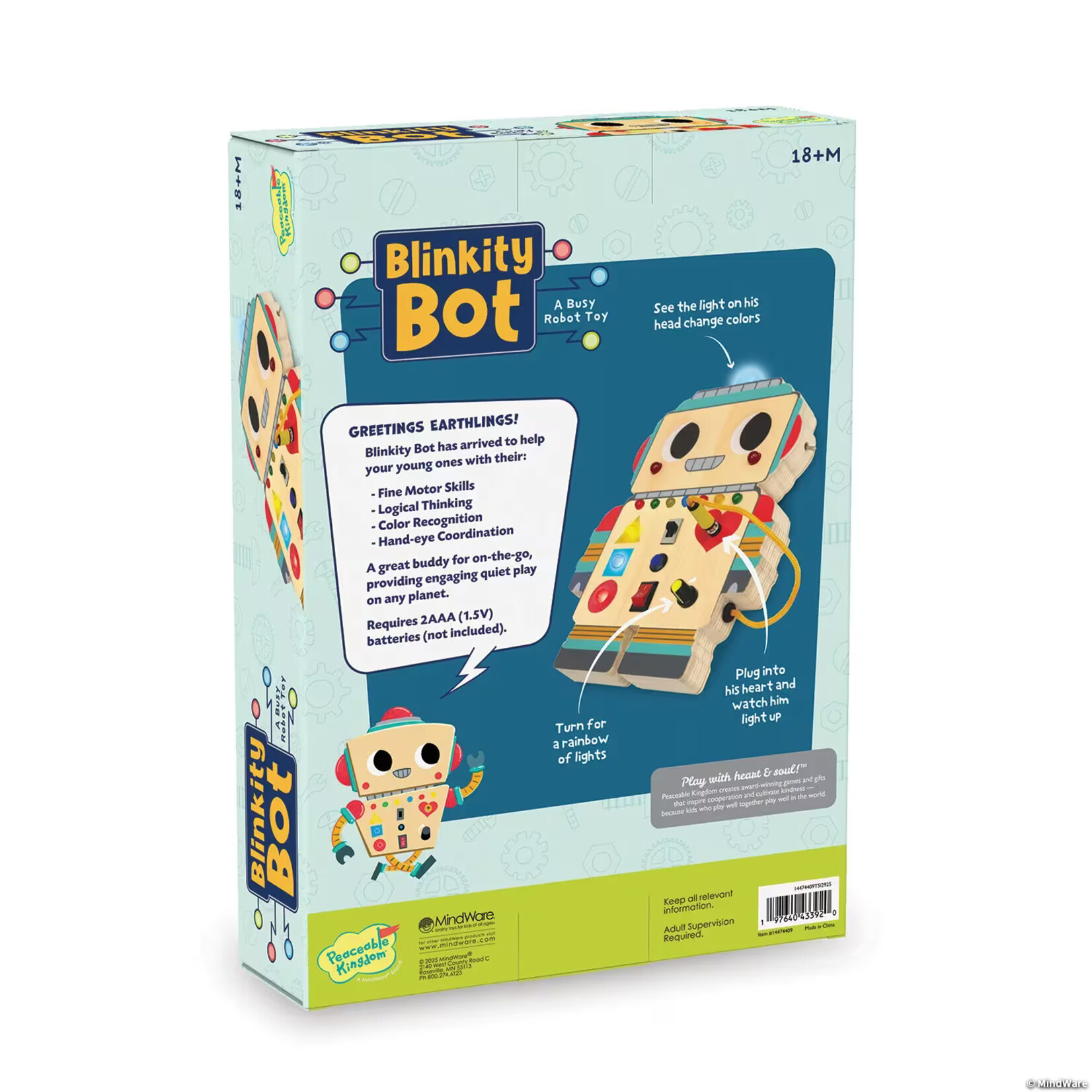 Peaceable Kingdom Blinkity Bot Light Up Busy Board