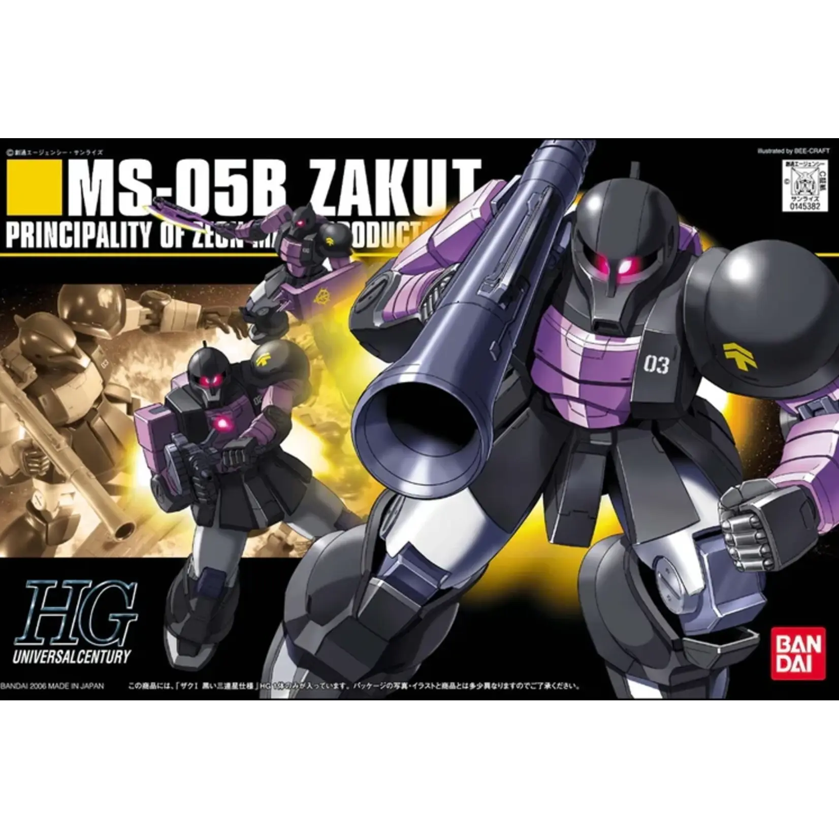Bandai 1145382 - #68 Zaku I (Black Tri Stars) "Mobile Suit Gundam", Bandai HGUC