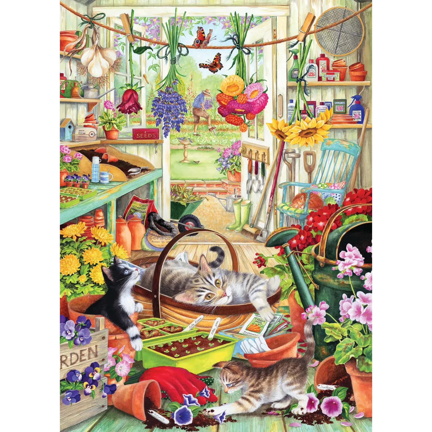 Cobble Hill Potting Shed Cats - 500 Piece