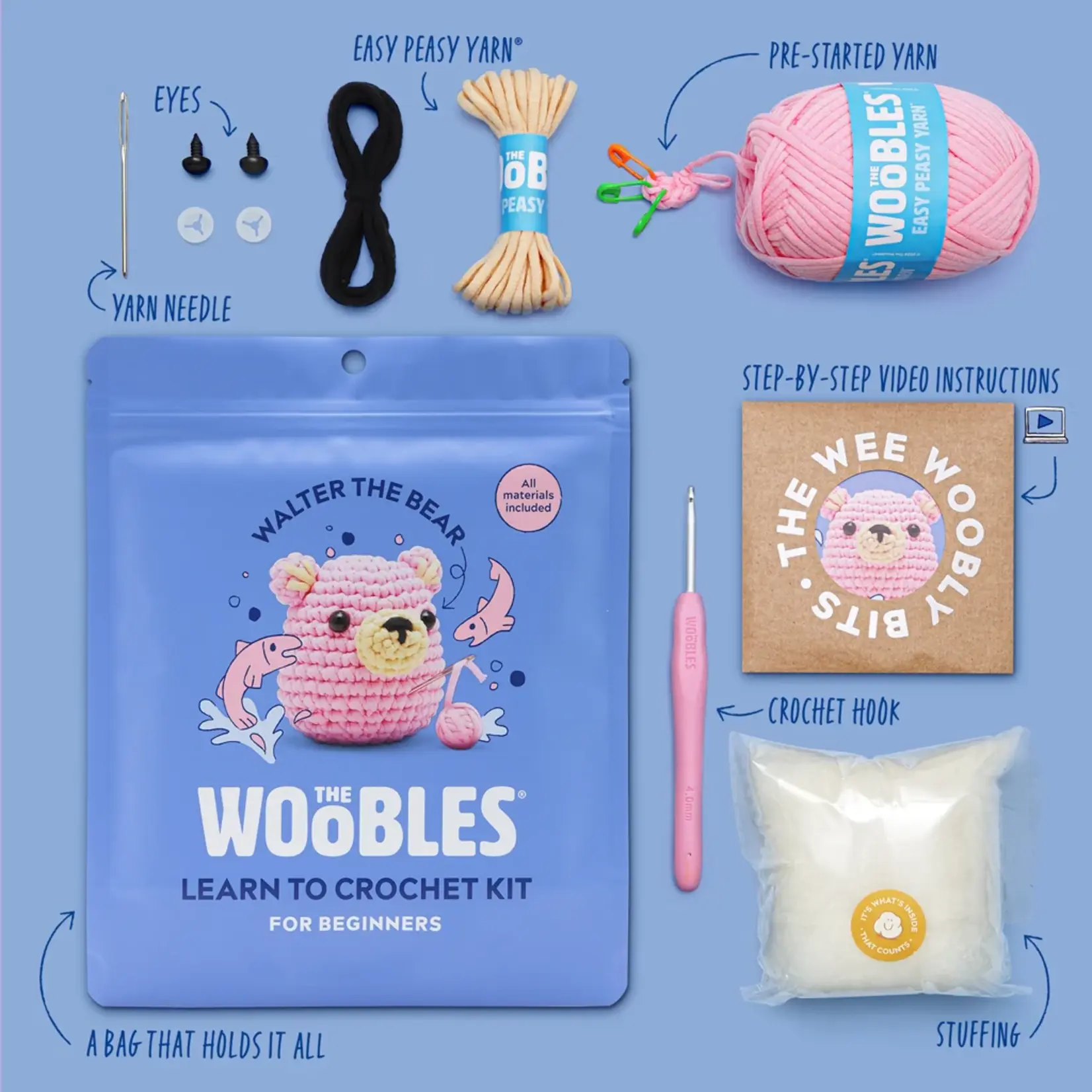 Walter the Bear - Pink Crochet Kit