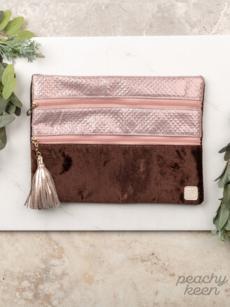 Sweet & Dandy Chocolate Velvet Double Zipper Versi Bag Sweet & Dandy Chocolate Velvet Double Zipper Versi Bag