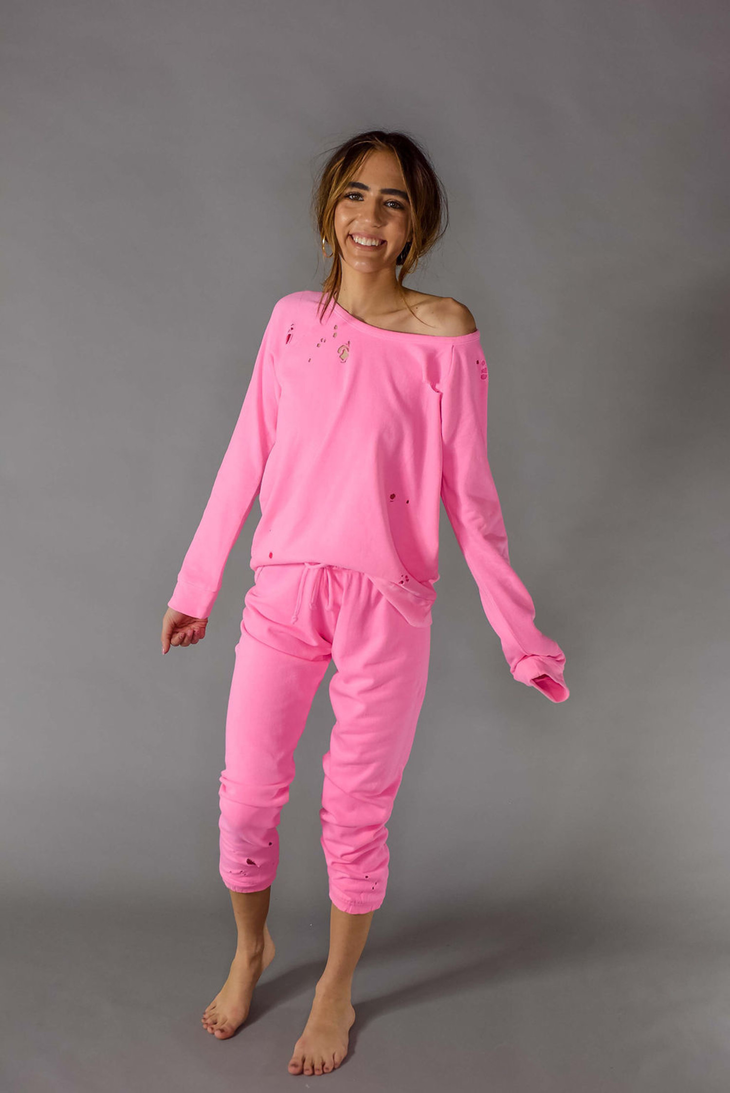 pink cotton joggers