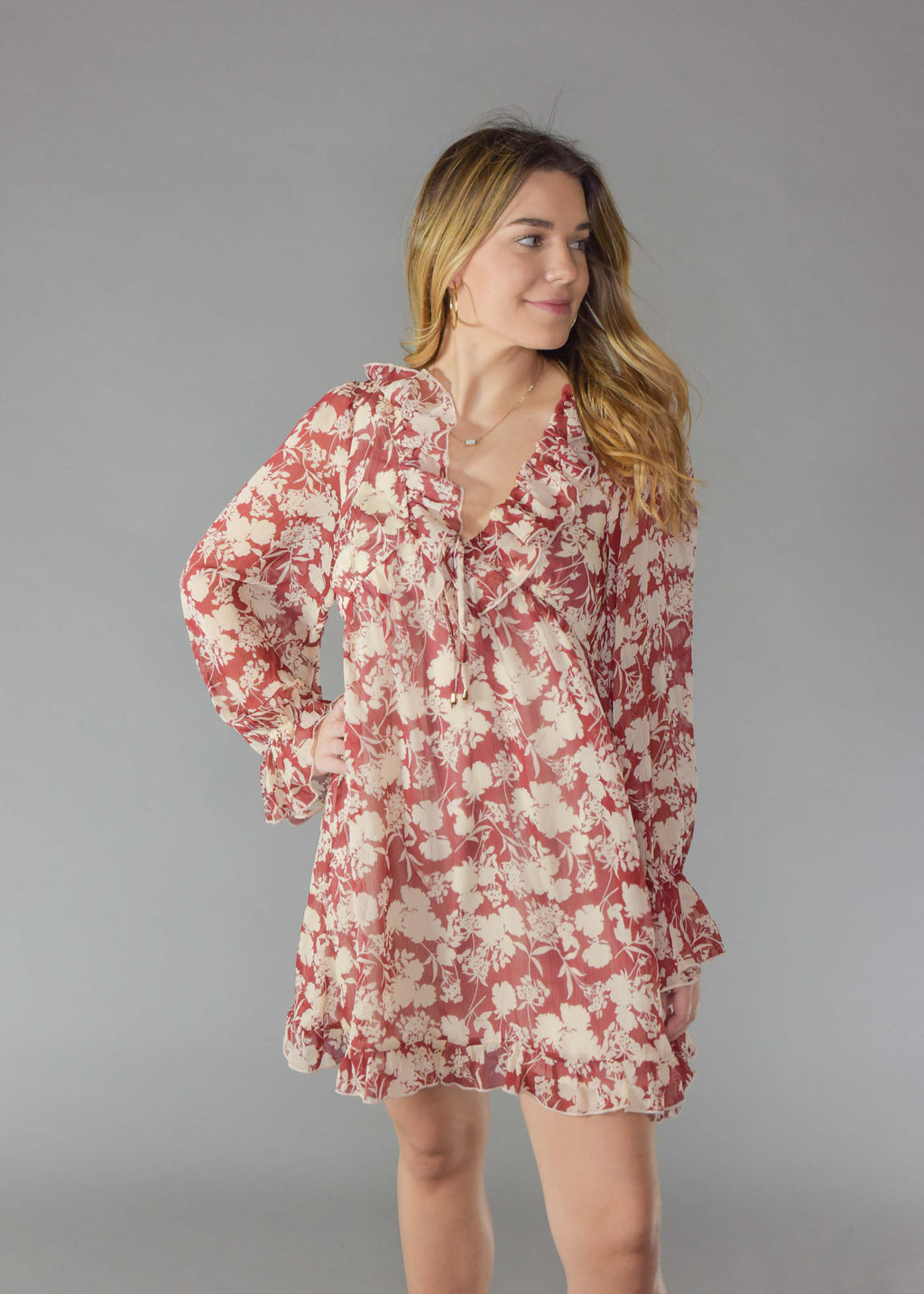 long sleeve flower dress