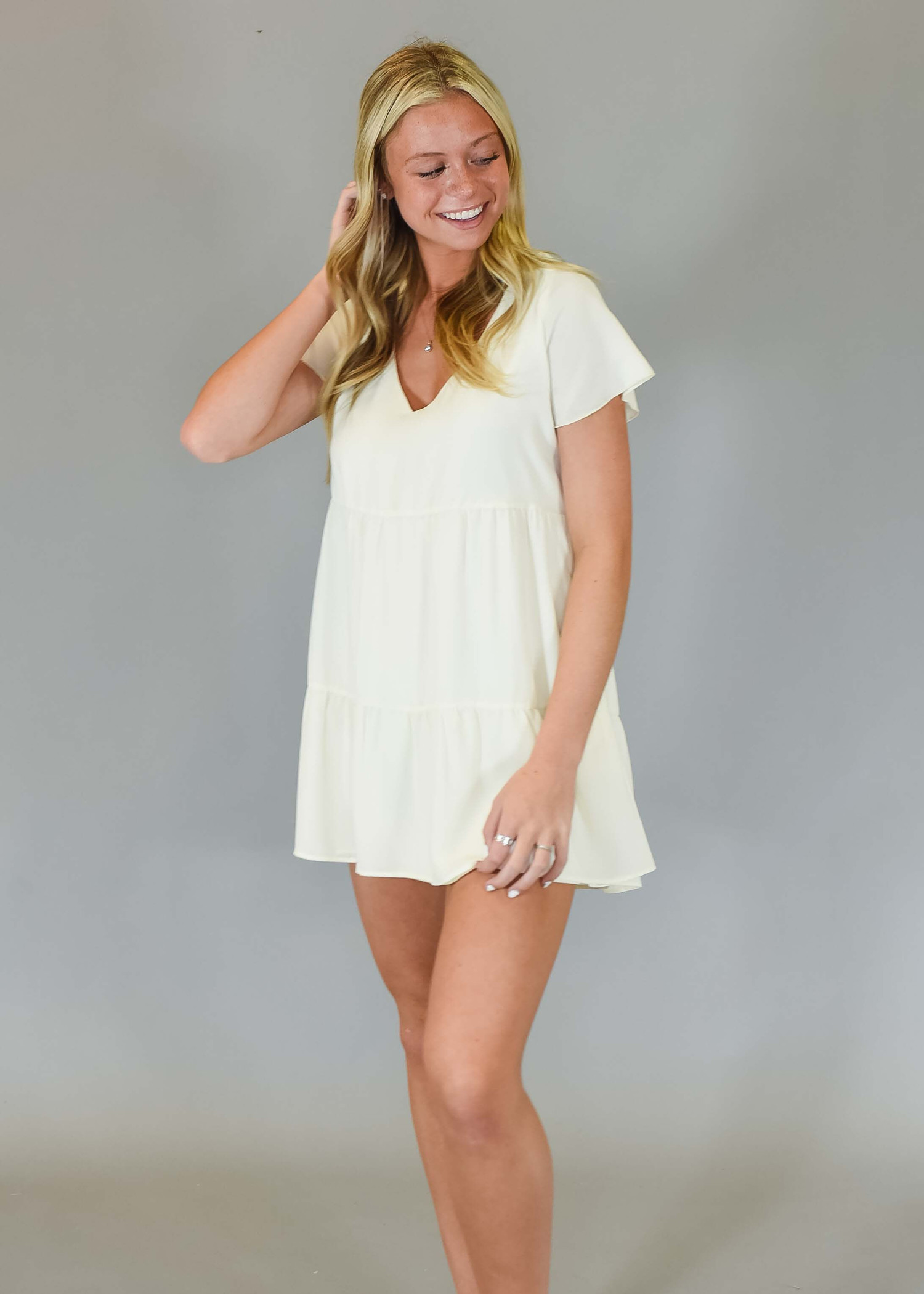 cream mini dress