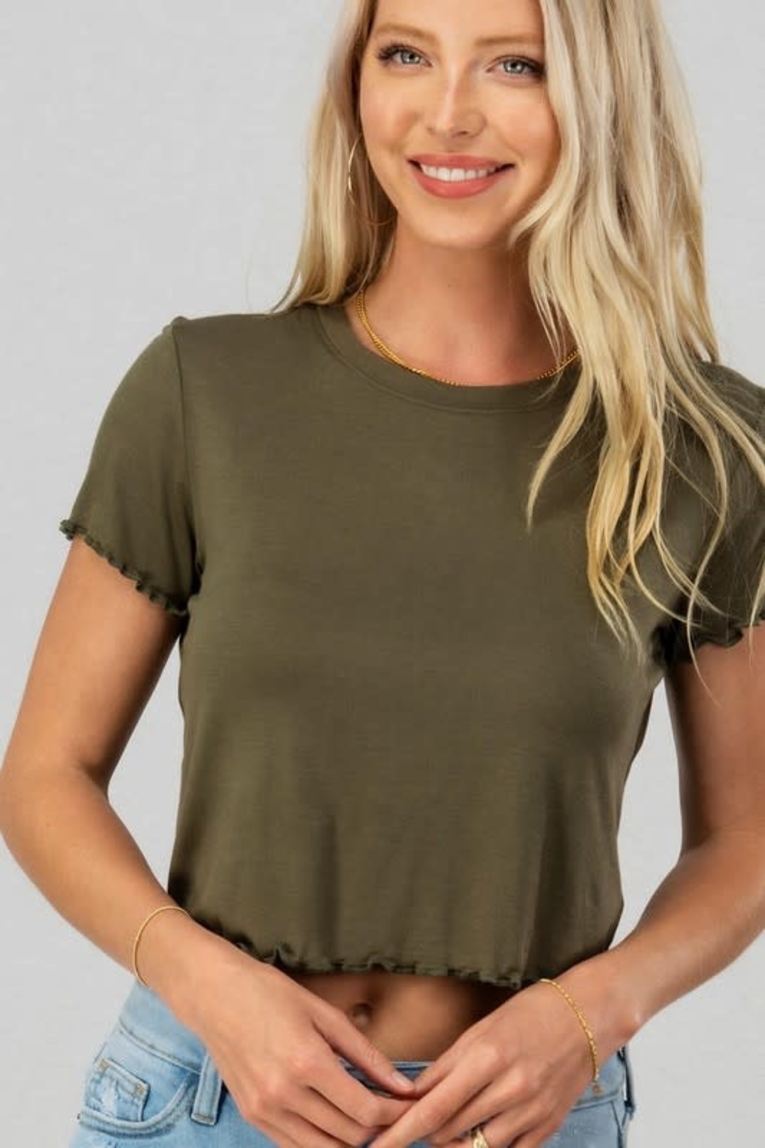 ruffle trim crop top