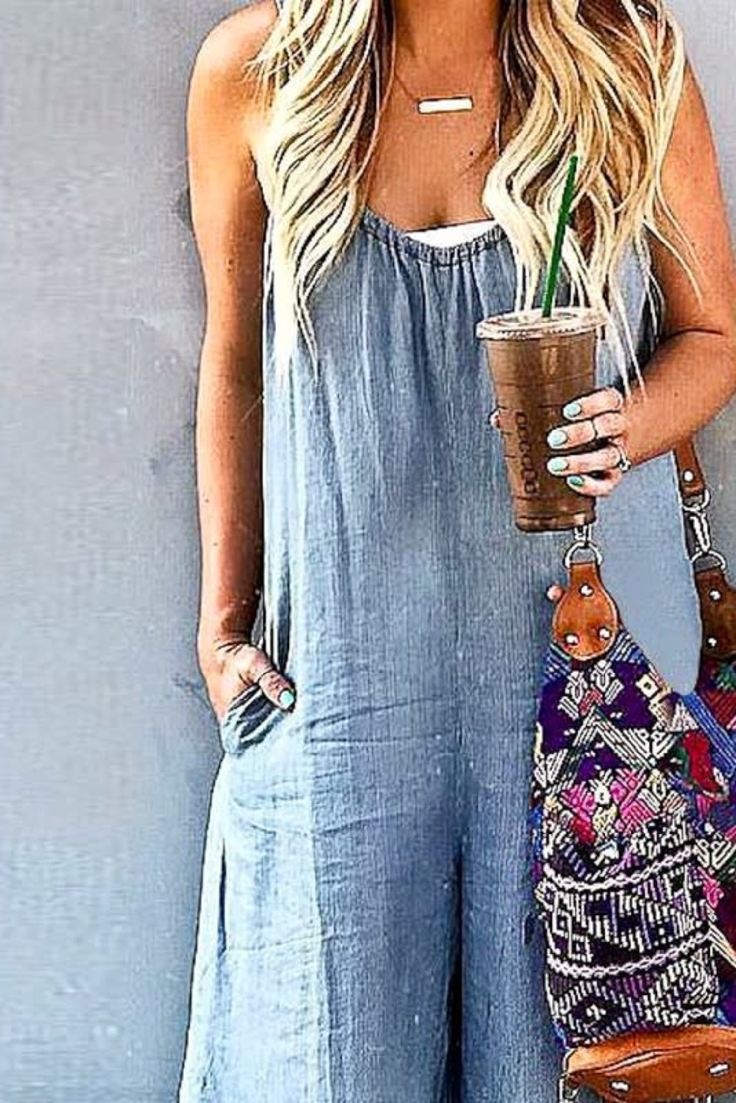 loose fit denim jumpsuit