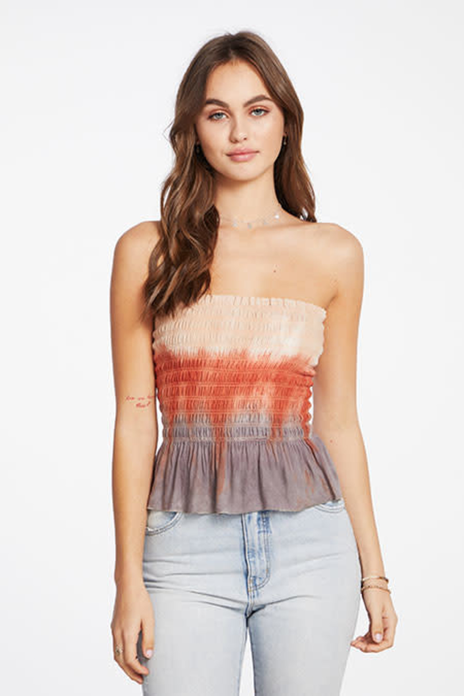 ruffle smocked tube top