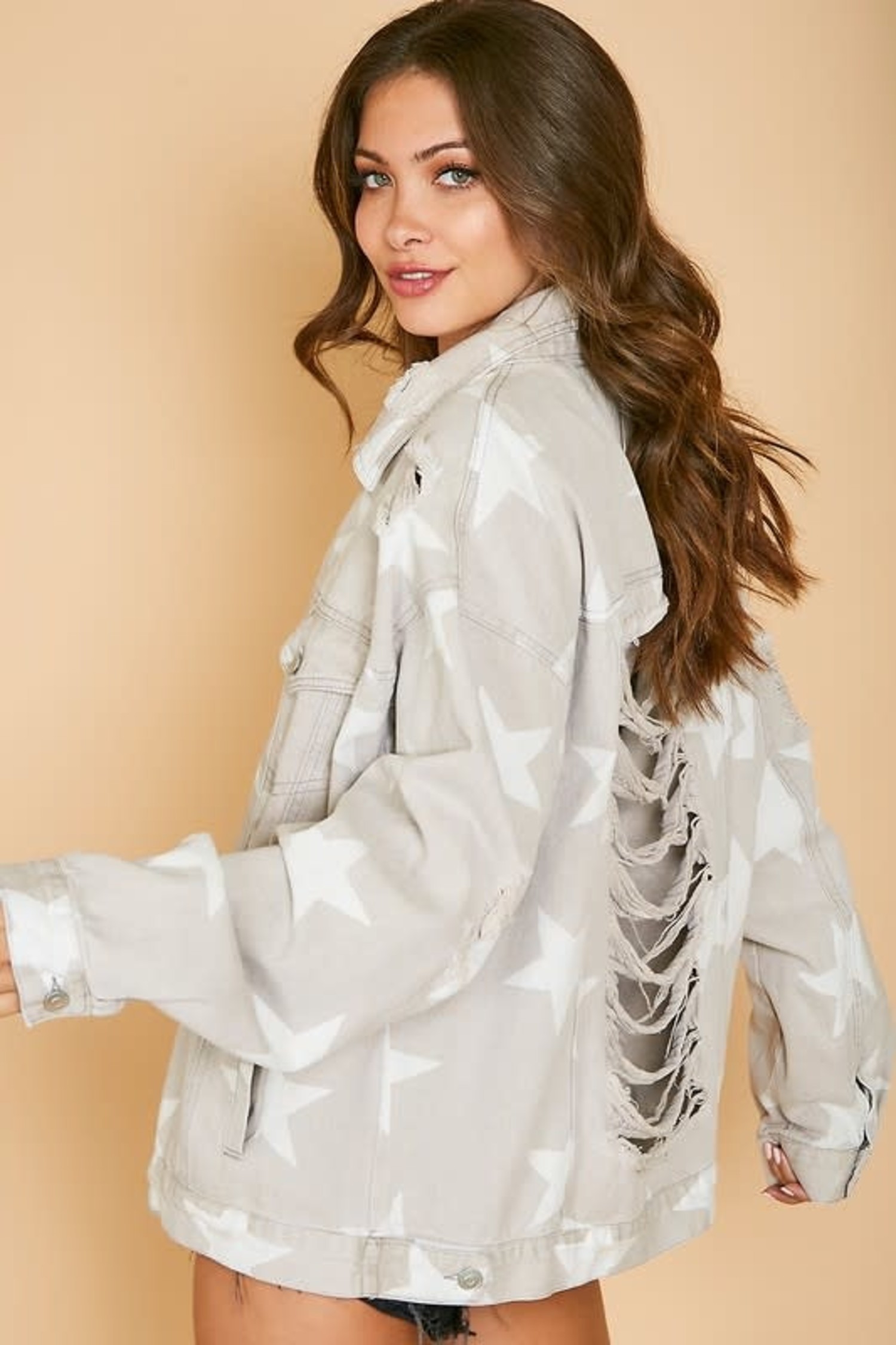 Oversized star denim jacket Clearance