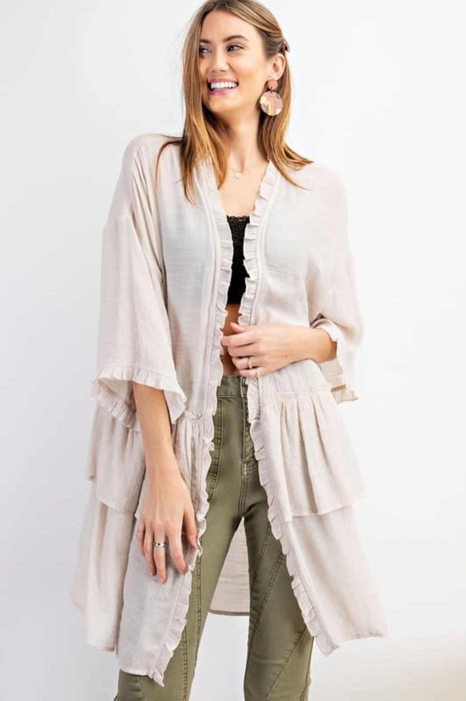 long sheer ruffle cardigan