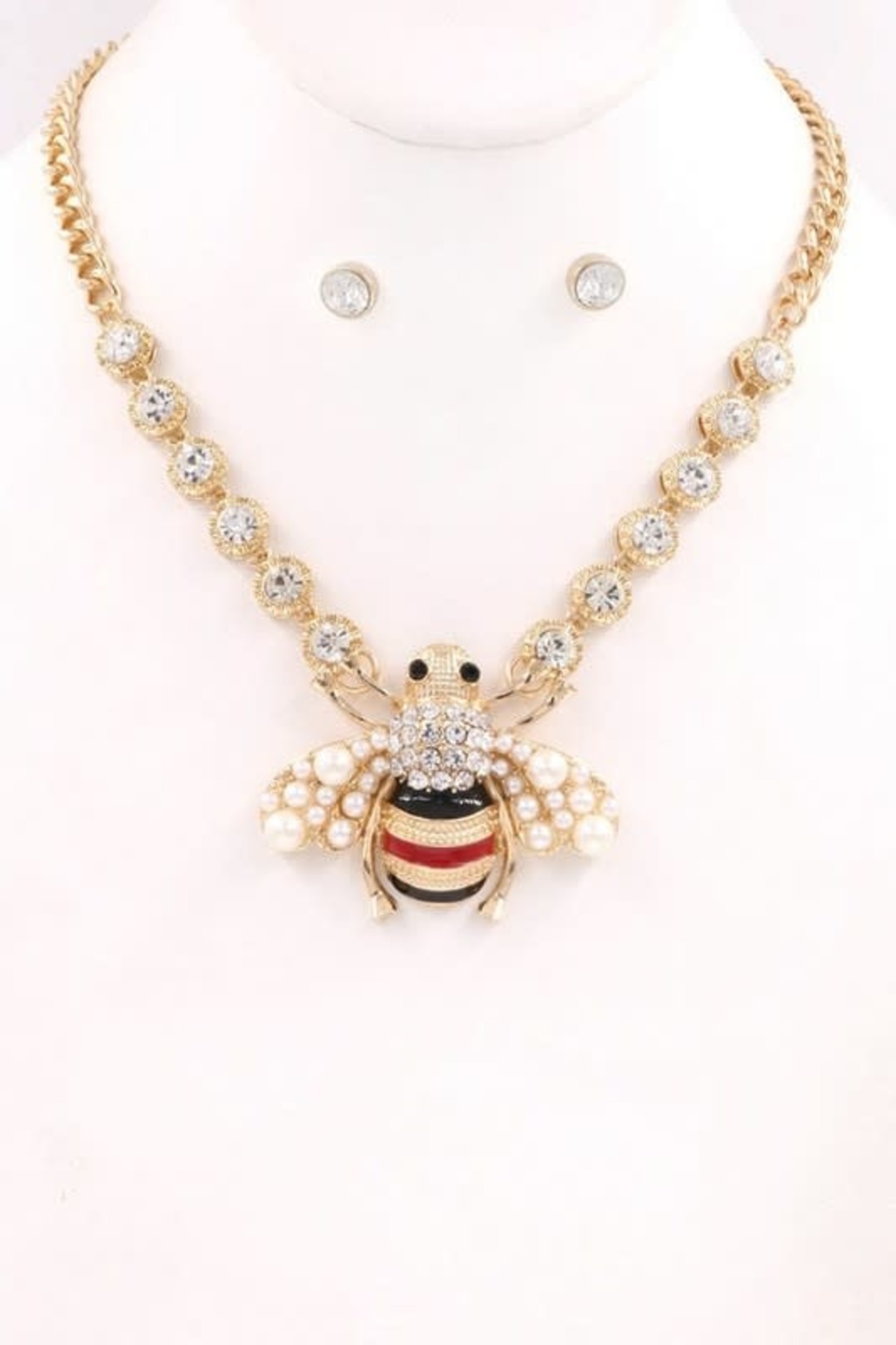 Gucci Inspired Rhinestone Bee Necklace 