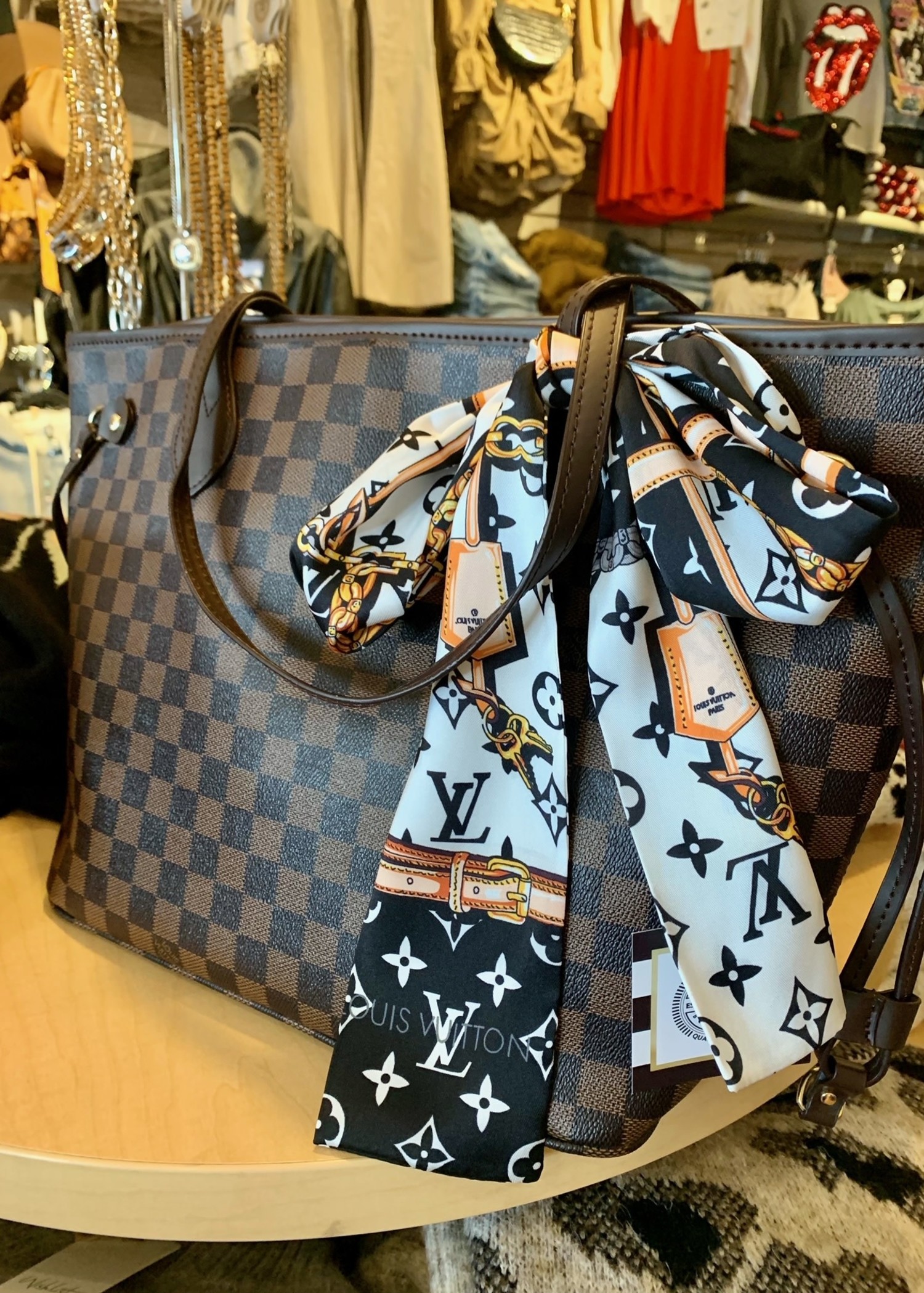 louis vuitton scarf on bag