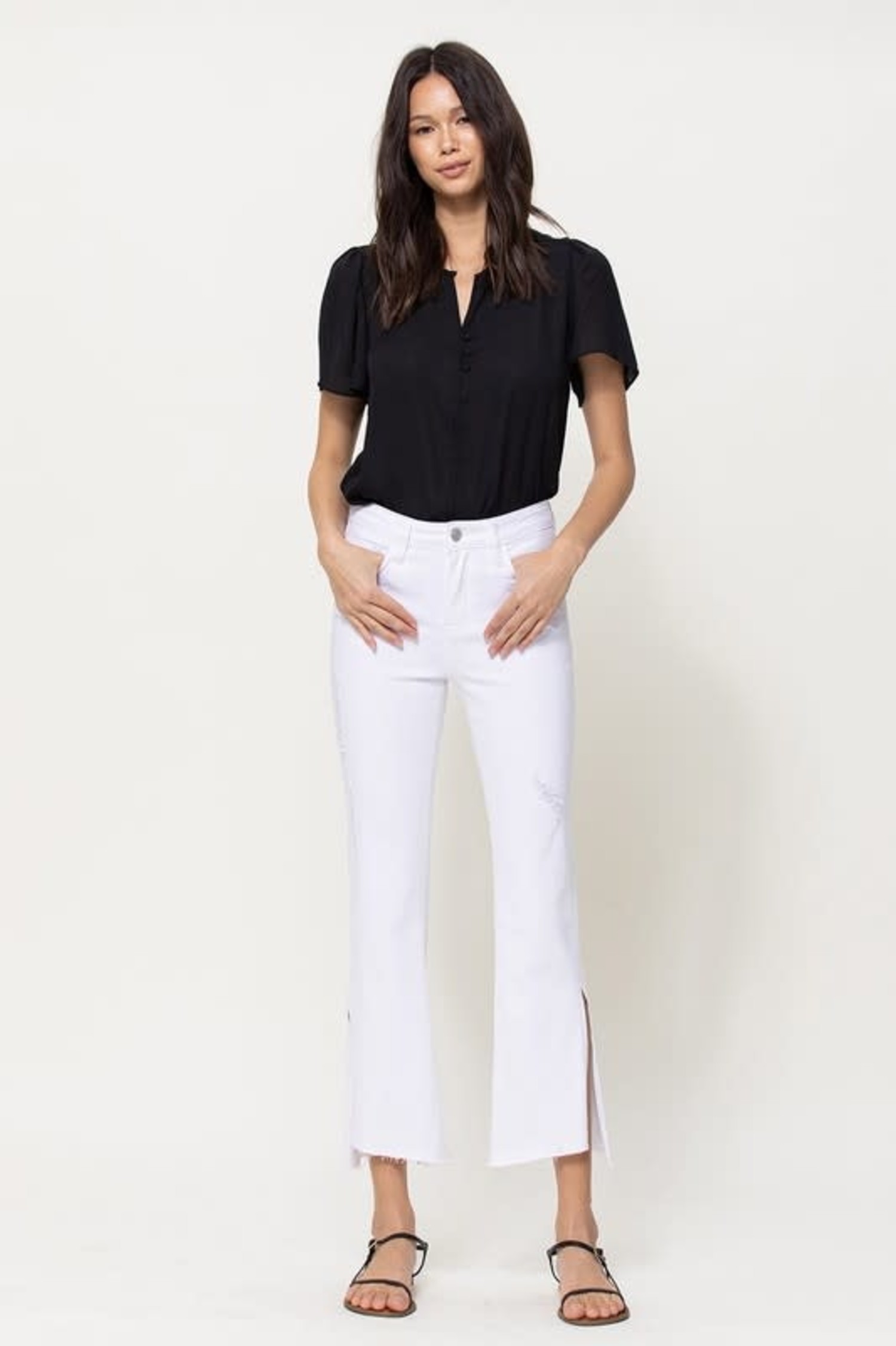 Mid Rise Kick Flare Crop Jean - Society Boutique