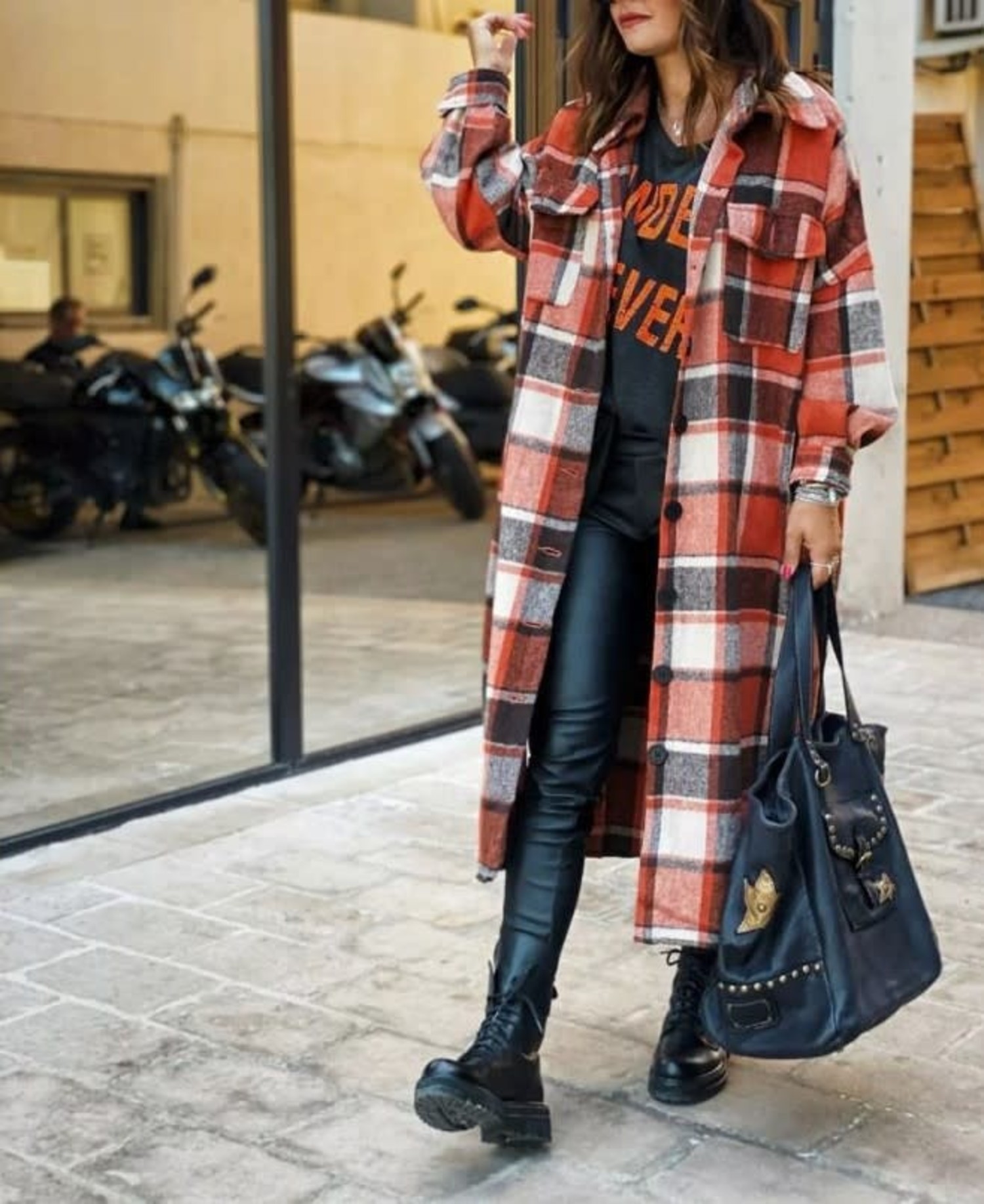 Long Orange Flannel Shacket - Society 