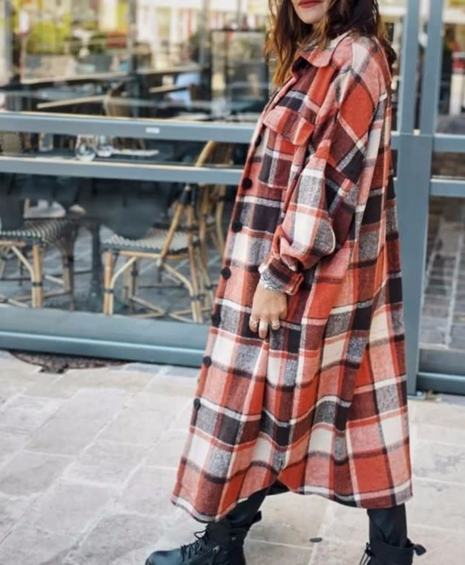 Long Orange Flannel Shacket - Society 