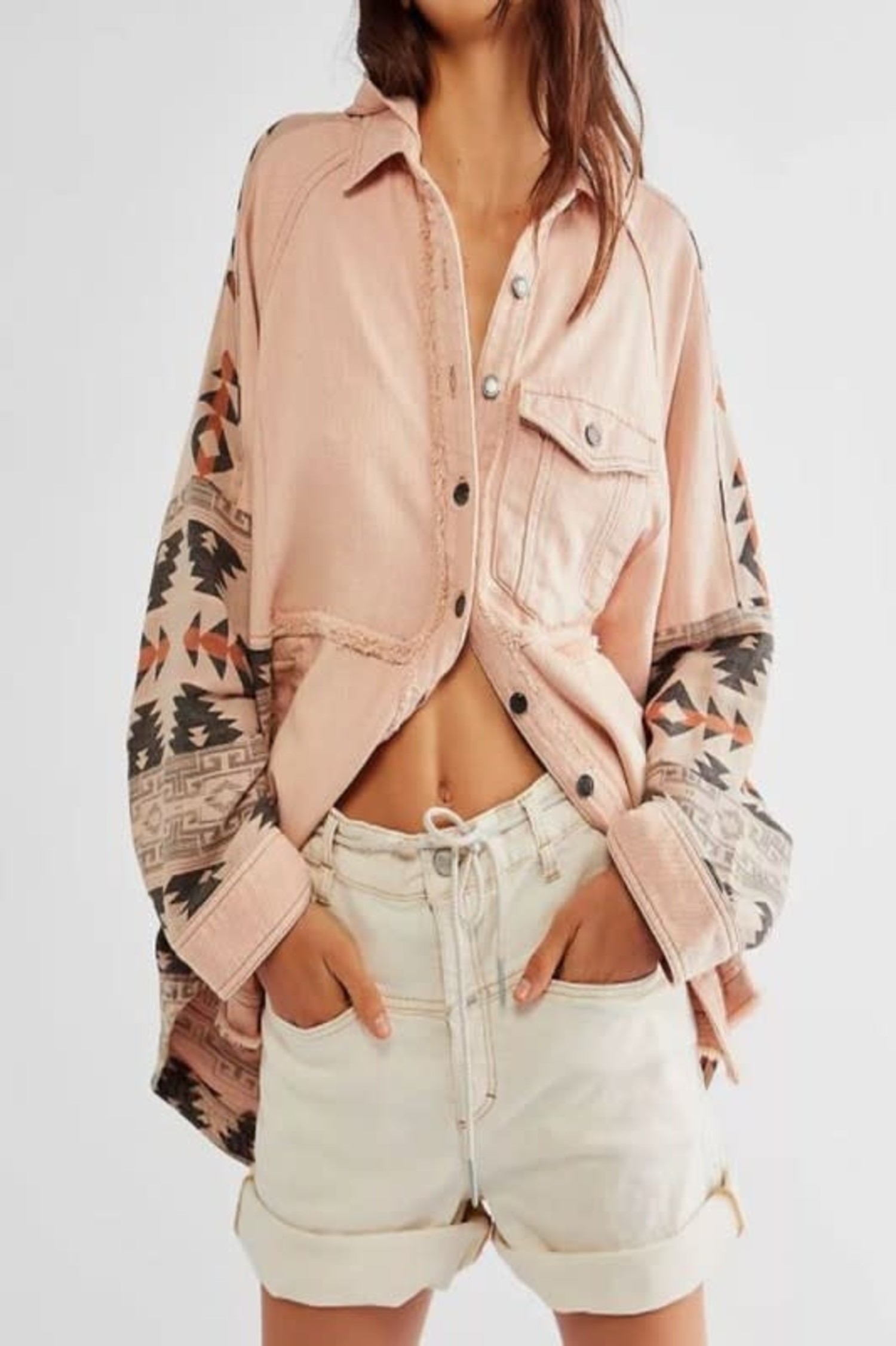 Pink Aztec Denim Jacket - Society Boutique