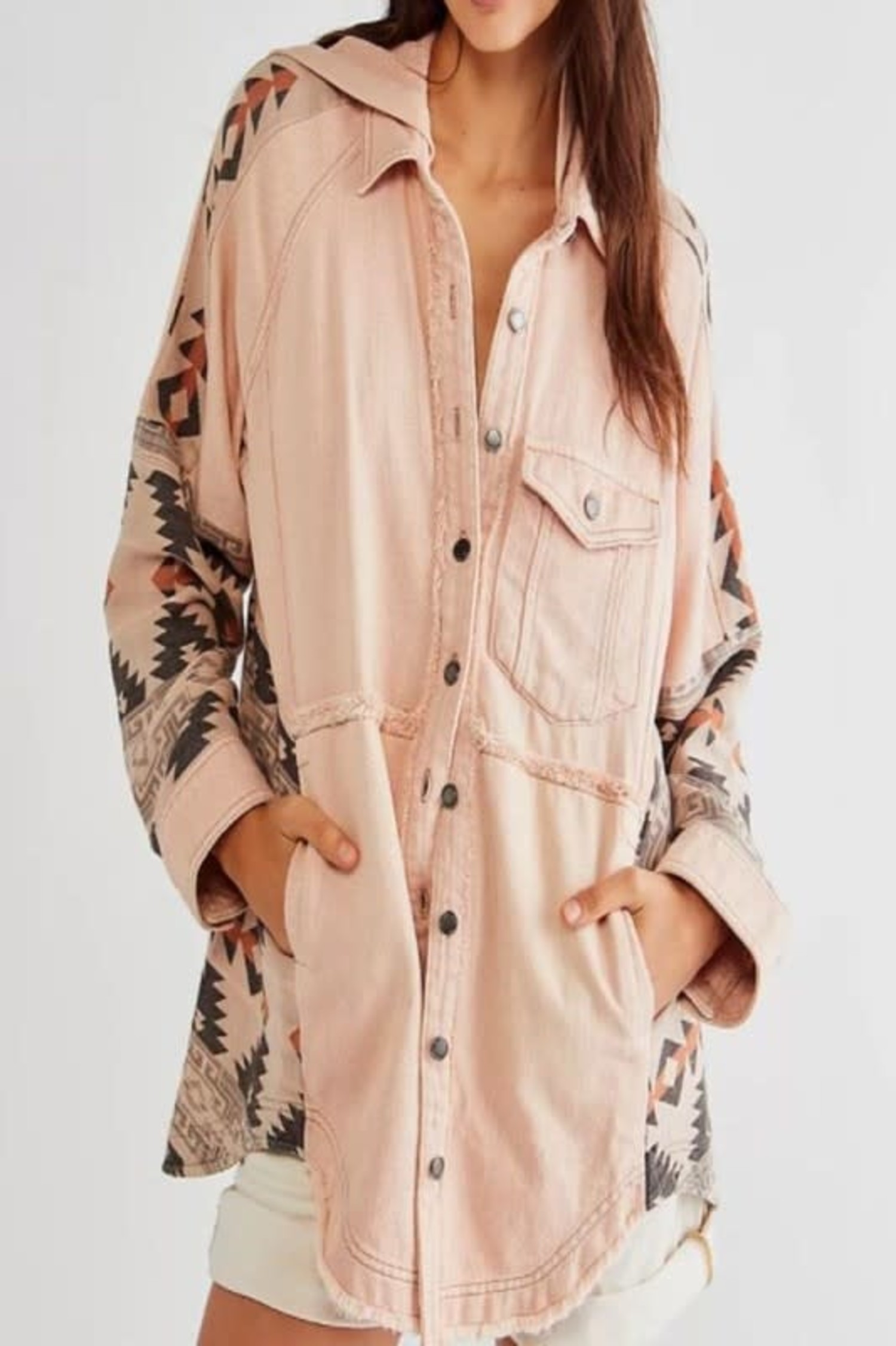 Pink Aztec Denim Jacket - Society Boutique