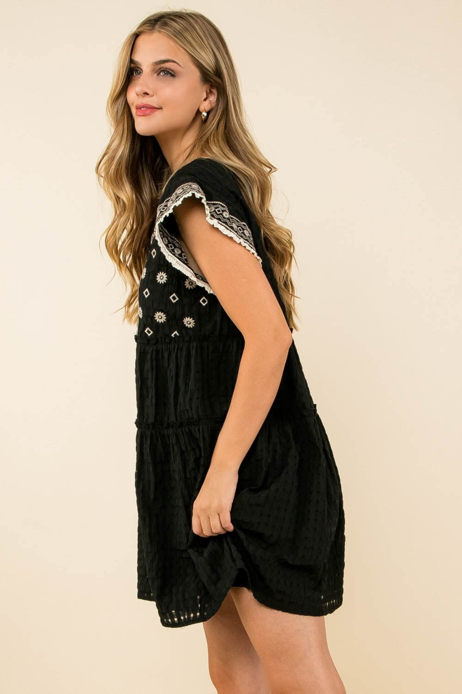 thml black embroidered dress
