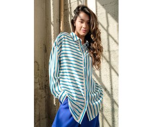 Papermoon Ella Oversized Striped Satin Shirt Top