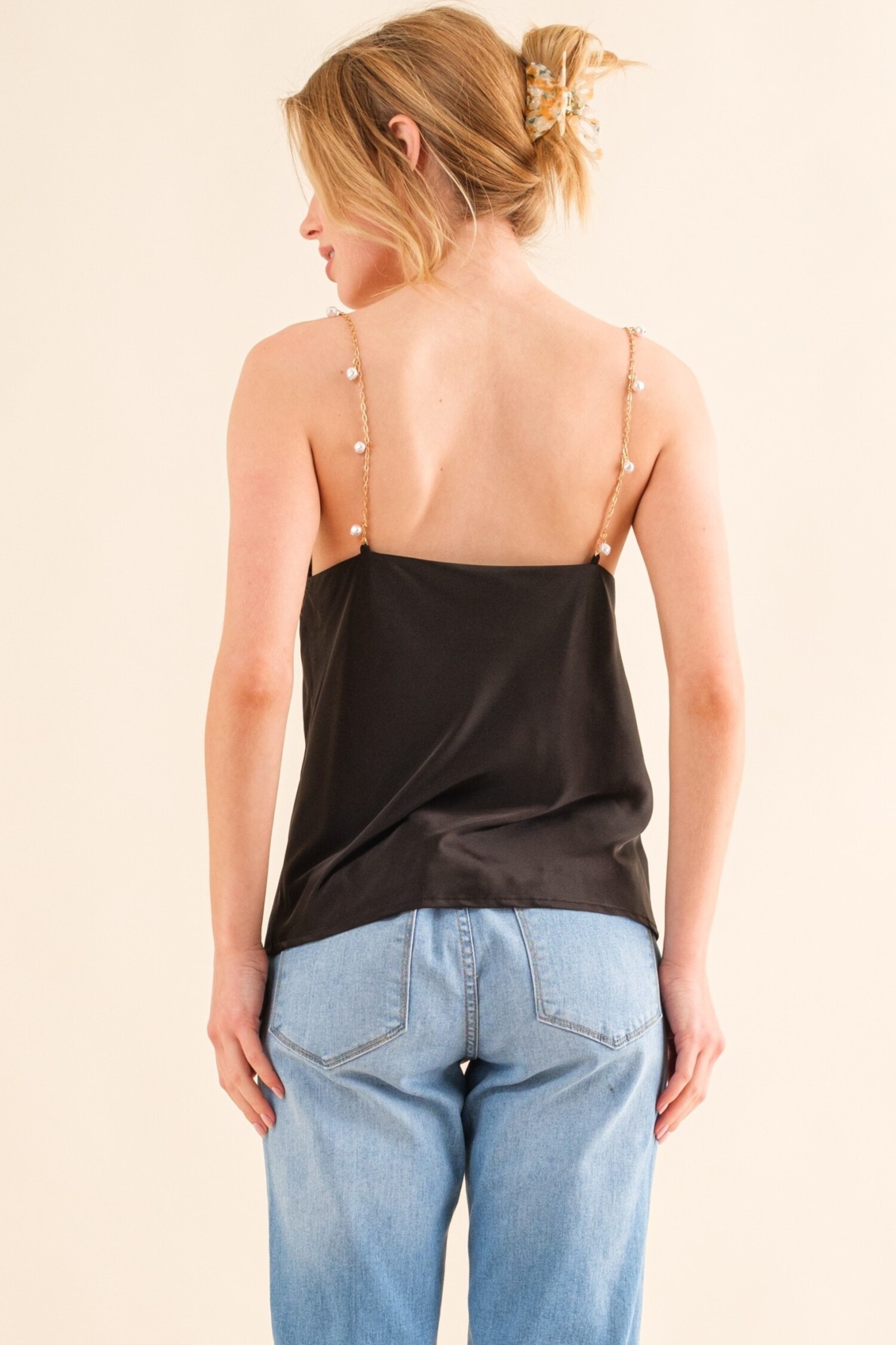 Amazing black cami with pearl straps - Tops