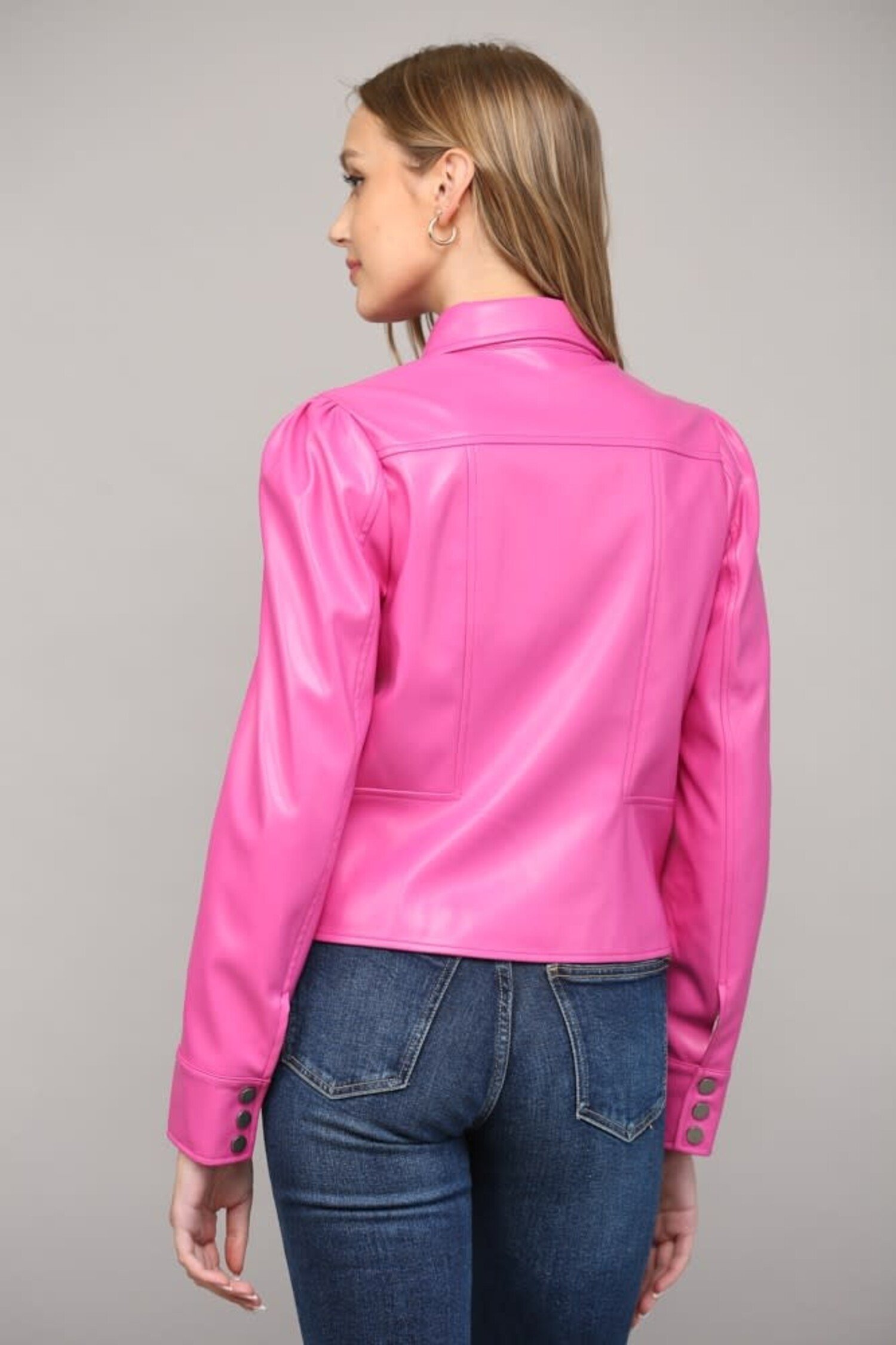 Pink Faux Leather Jacket Society