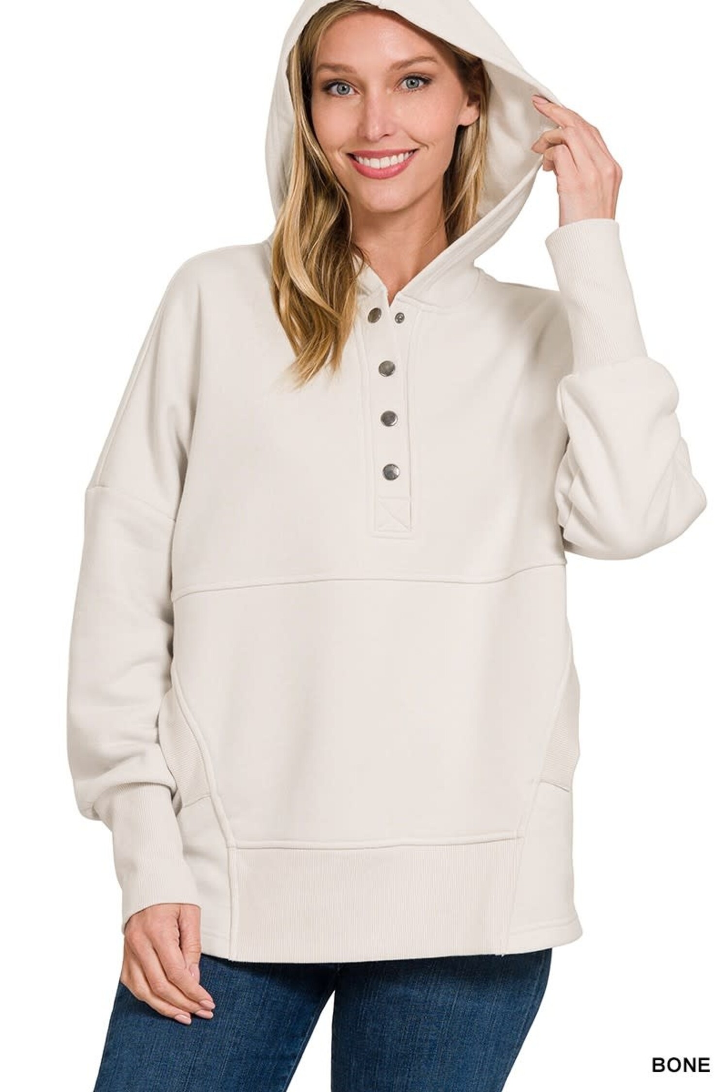 Zenana Half Button Fleece Pullover
