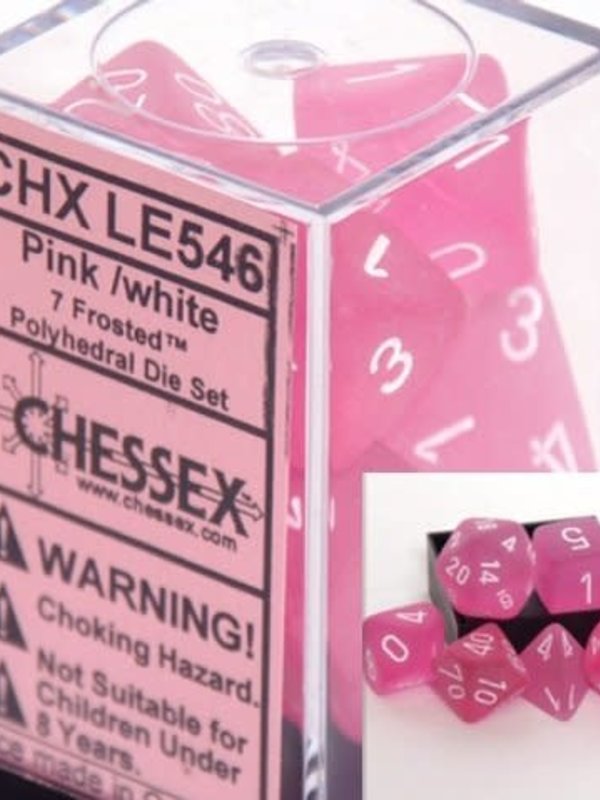 Chessex Frosted Pink white 7 die set