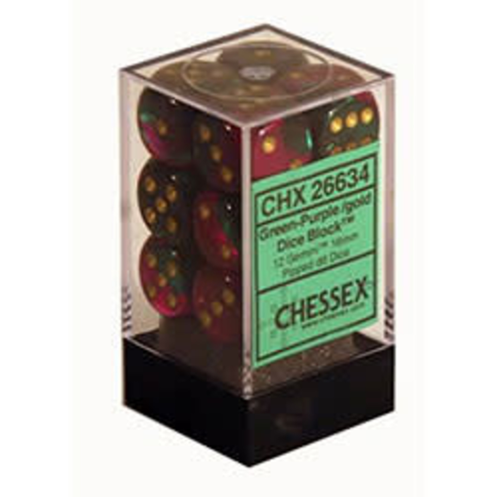 Chessex Gemini: Green-Purple/Gld d6 (12)