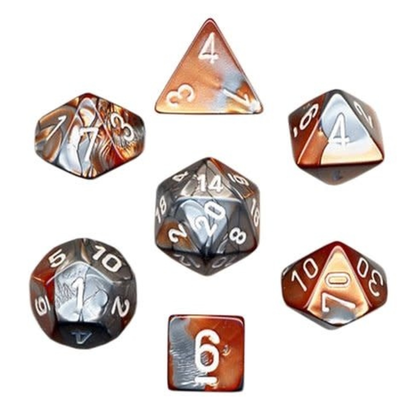 Chessex Gemini Copper-Steel White 7 die set