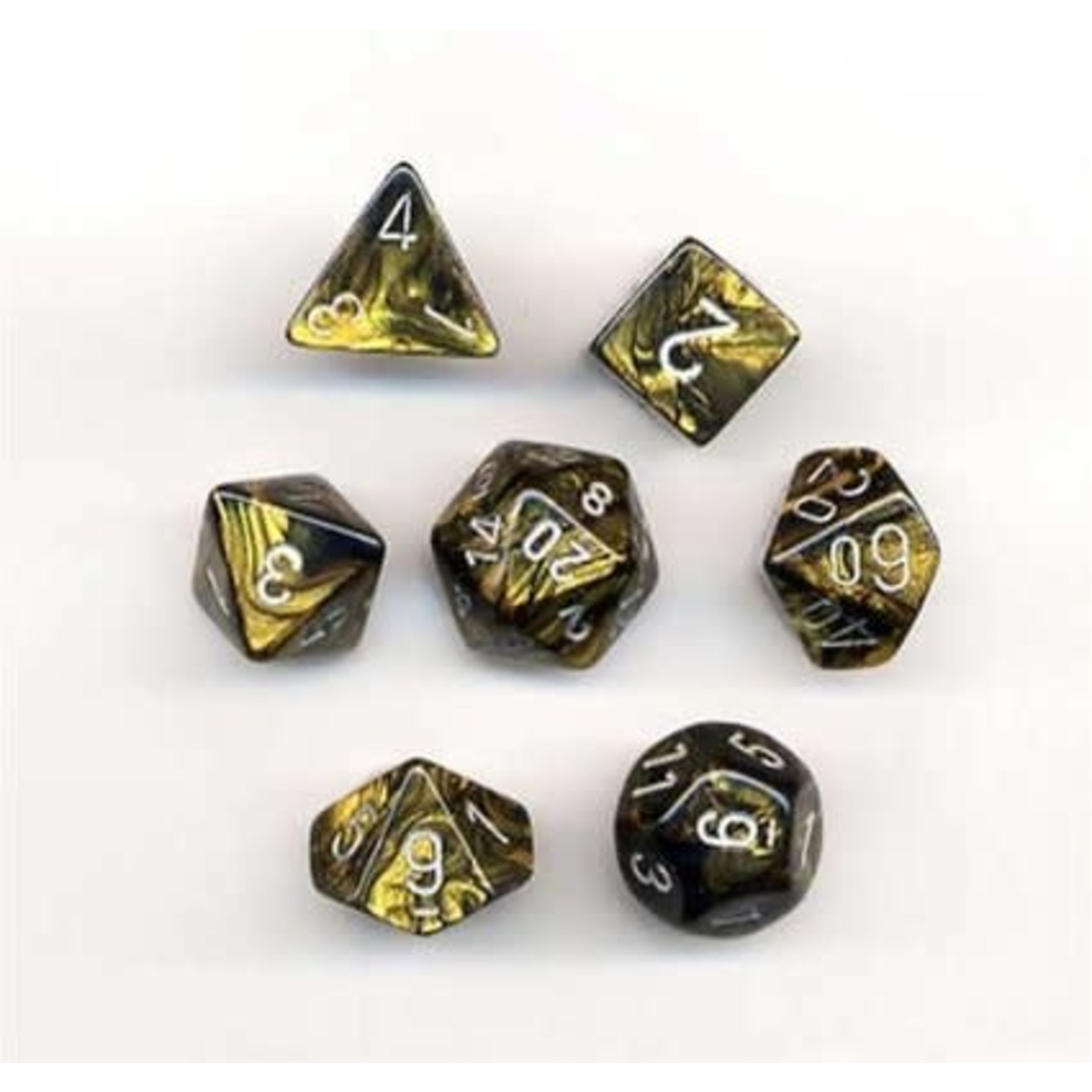 Chessex Leaf Black Gold silver 7 die set