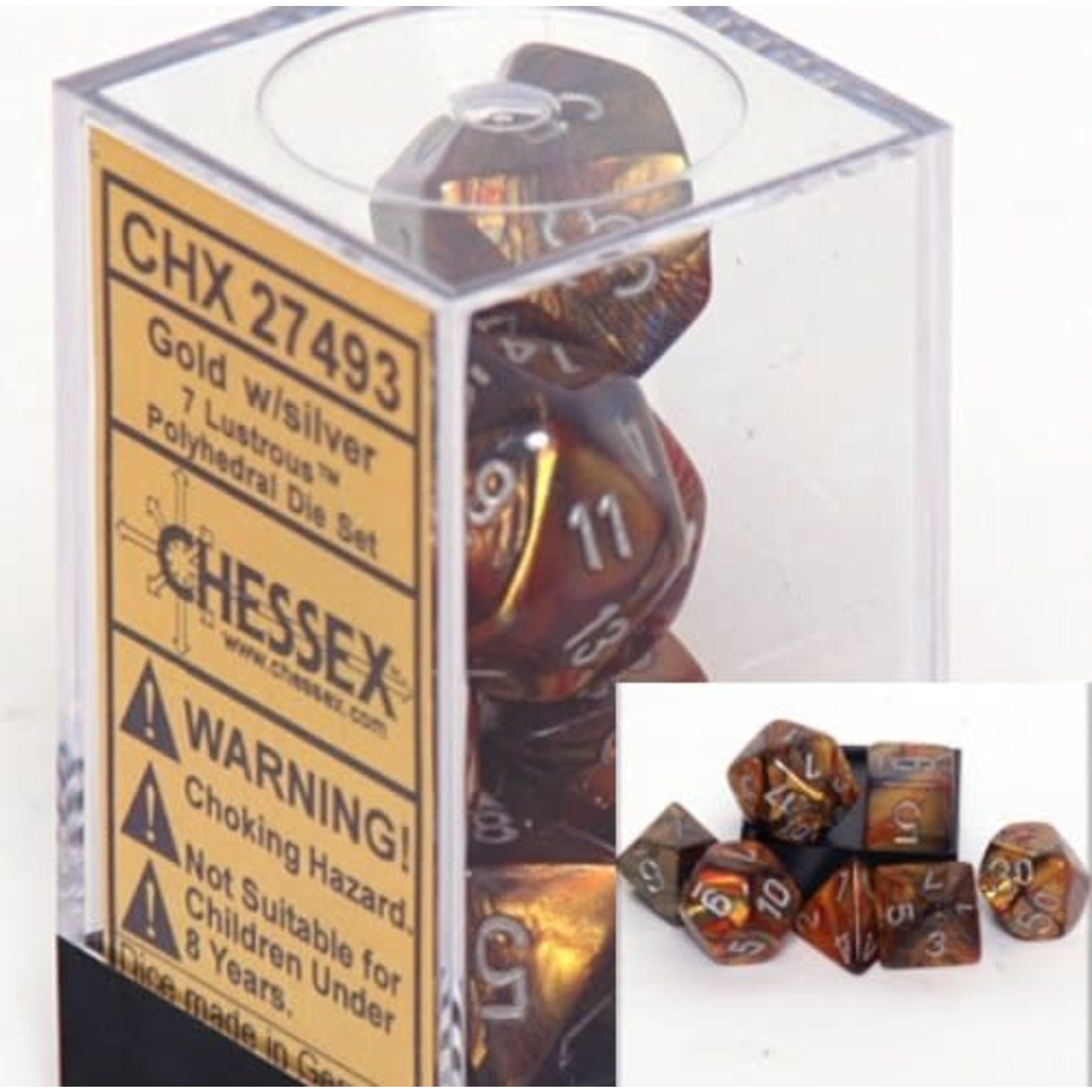 Chessex Lustrous Gold Silver 7 die set