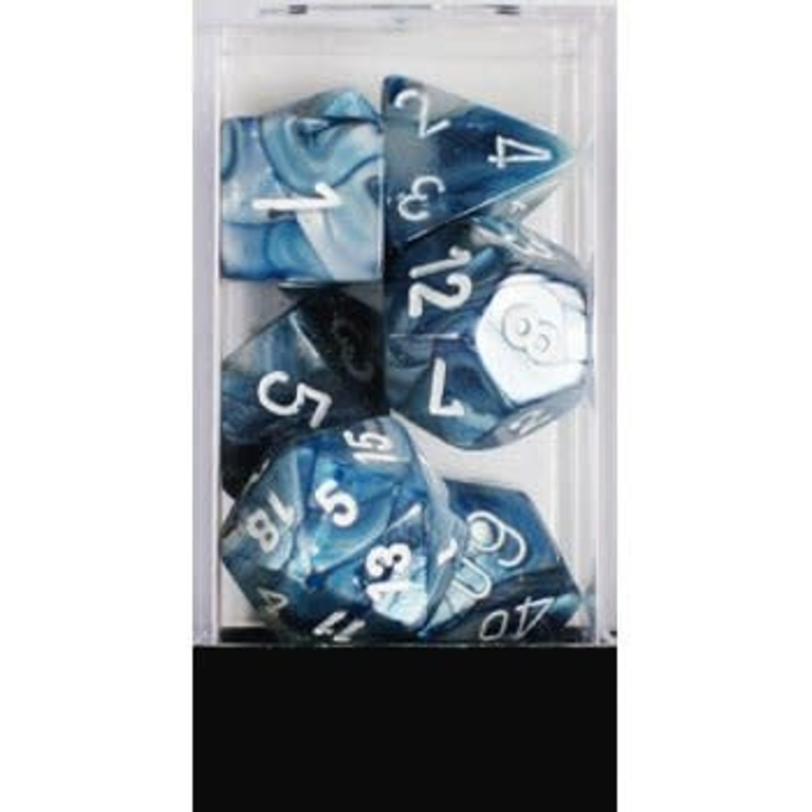 Chessex Lustrous Slate white 7 die set