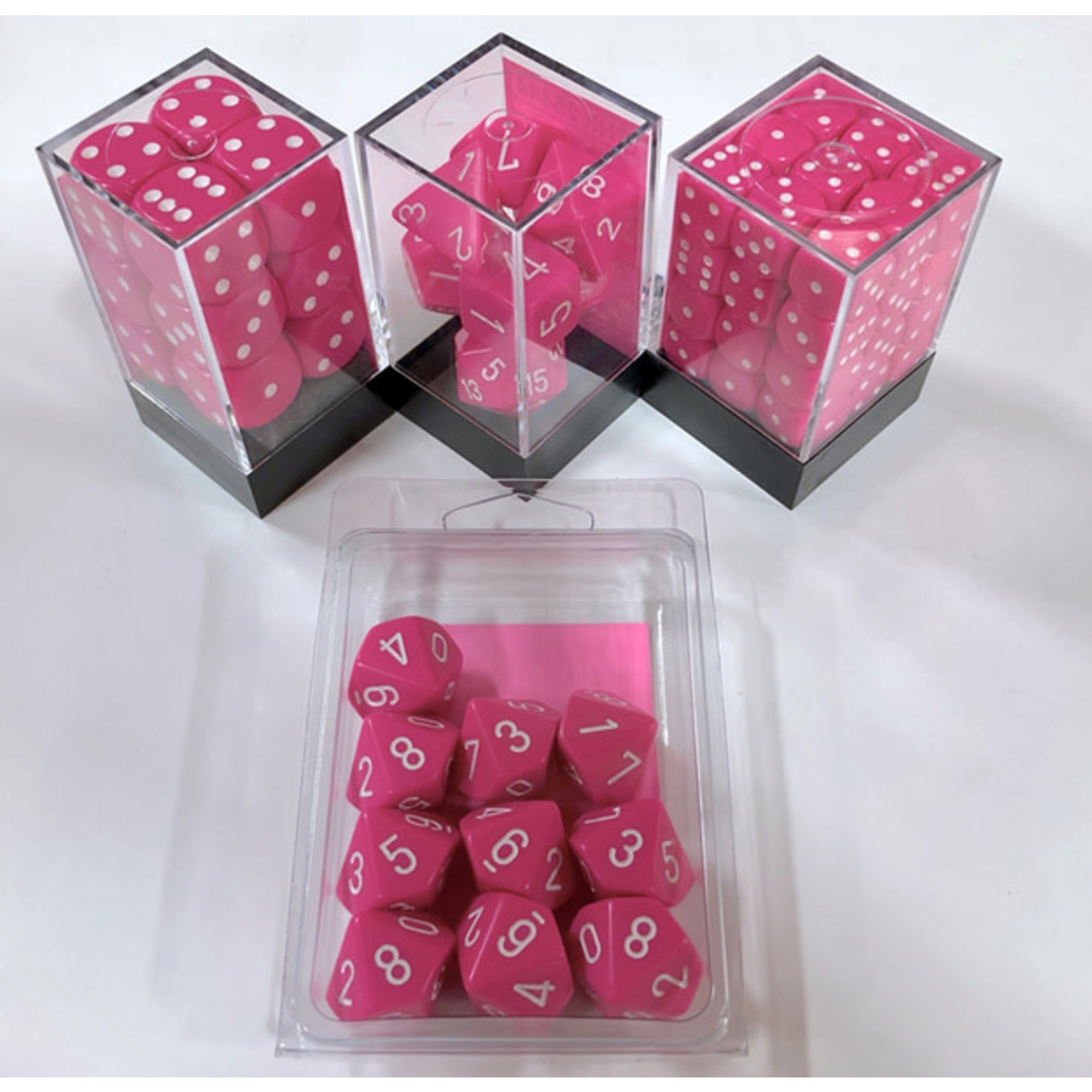 Chessex Opaque 12mm D6 Pink/White (36)