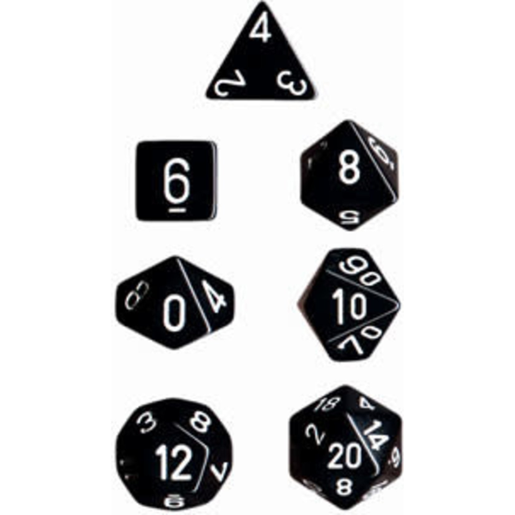 Chessex Opaque Black/White 7 die set