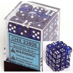 Chessex Translucent 12mm d6 Blue/white Dice (36)