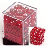 Chessex Translucent 12mm d6 Red/white Dice (36)