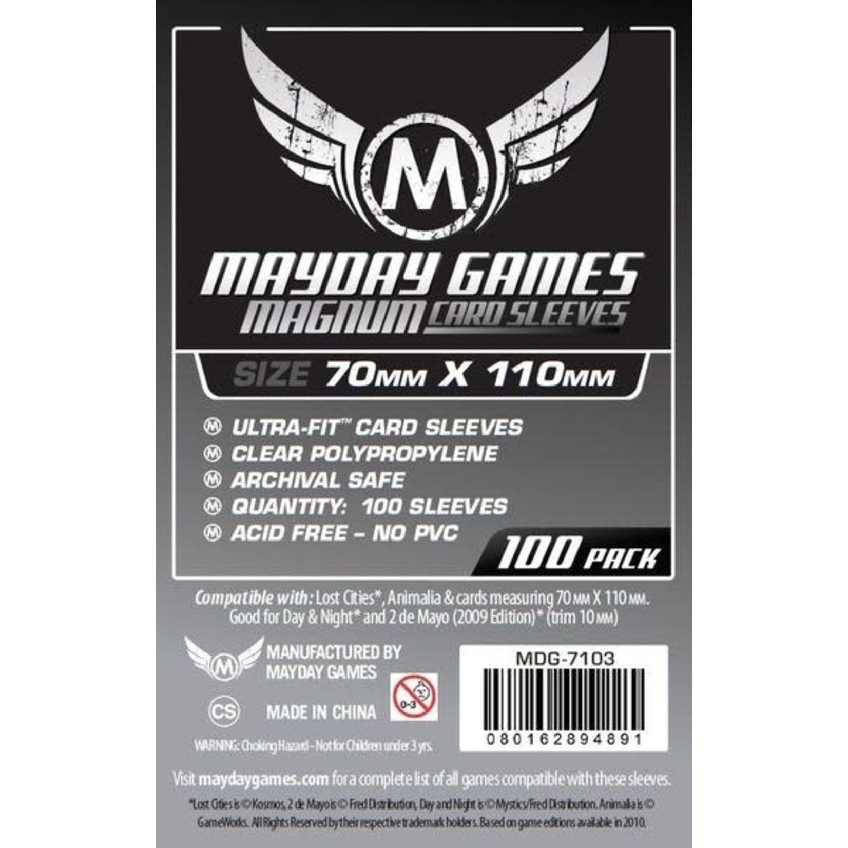 Mayday Games Lost Cities Card Sleeves Magnum Ultra-Fit (70x110mm) 100ct