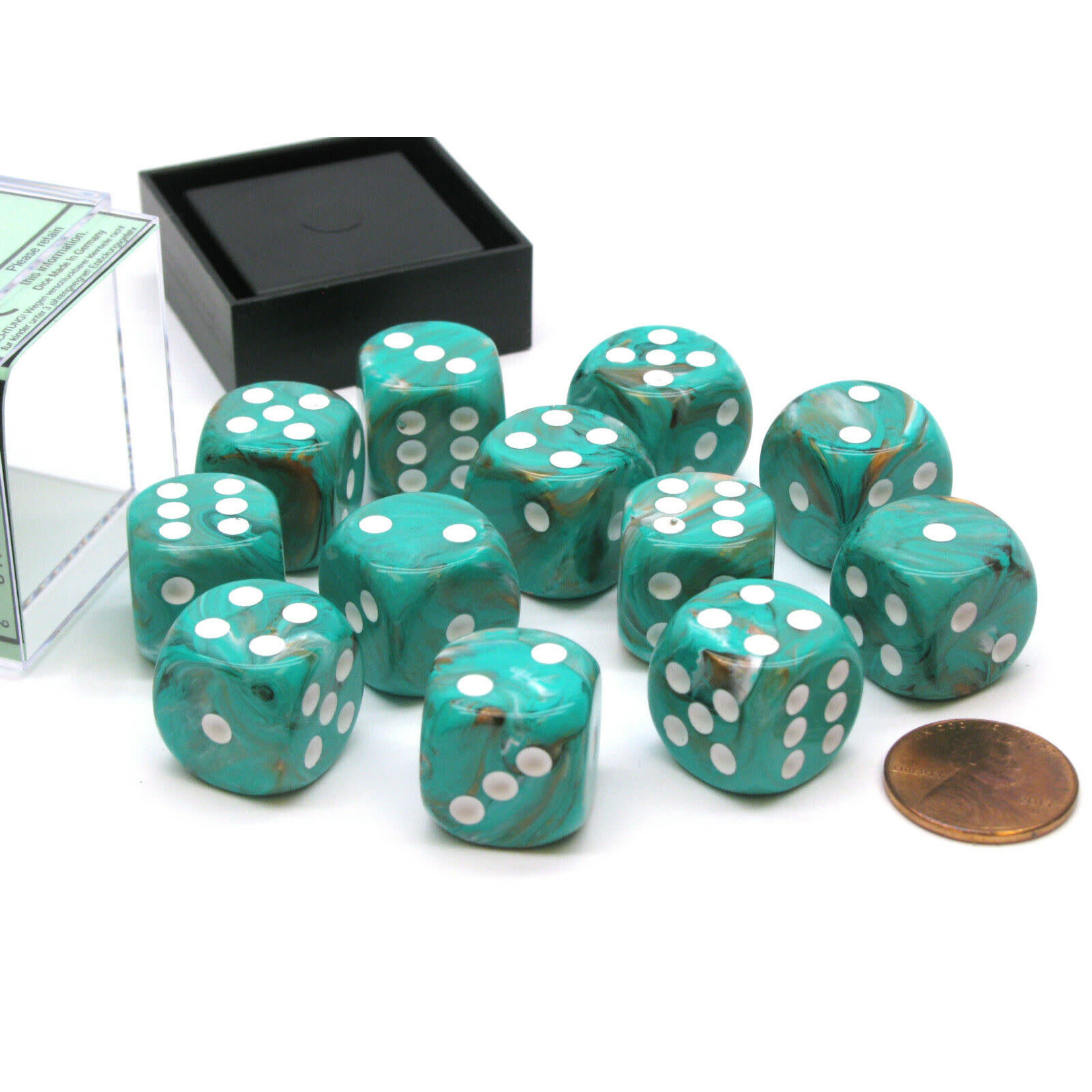 Chessex Dice Menagerie 10: 16mm D6 Marble Oxi Copper (12)