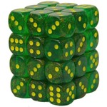 Chessex Borealis Maple Green/Yellow 12mm d6 (36) Menagerie 10