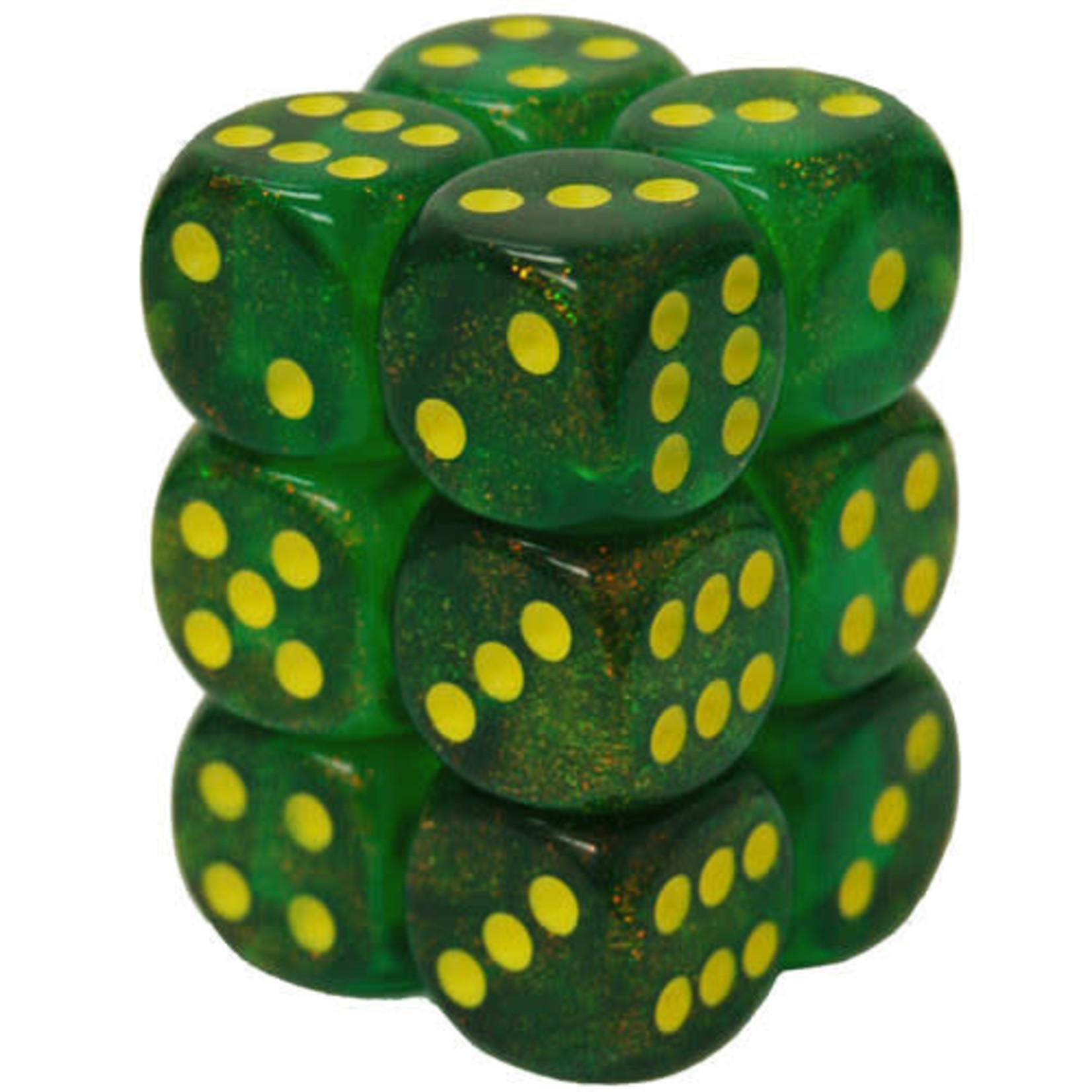 Chessex Borealis Maple Green/Yellow 16mm d6 (12) Menagerie 10