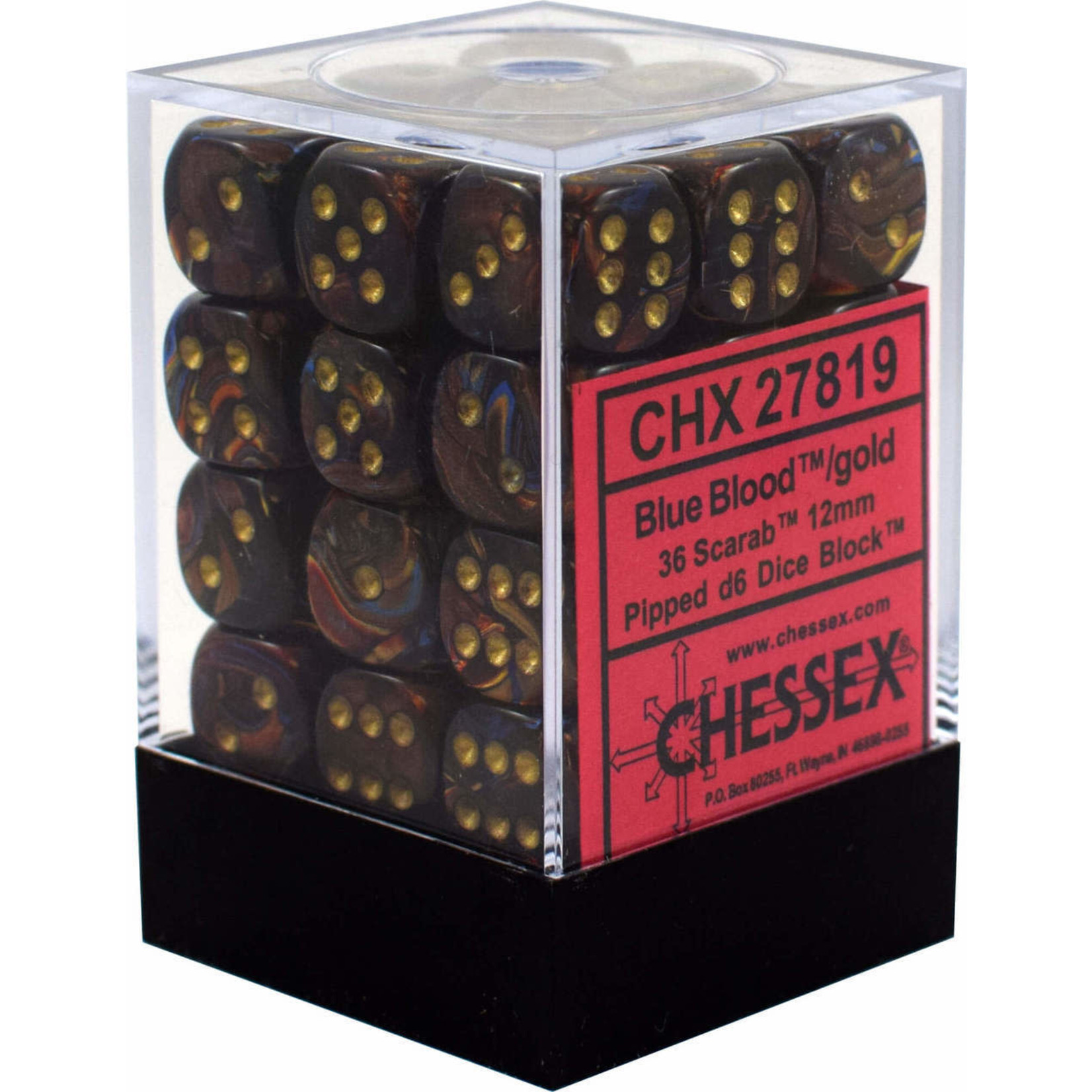 Chessex Dm5 Scarab 12mm D6 Blue/Blood/Gold (36)