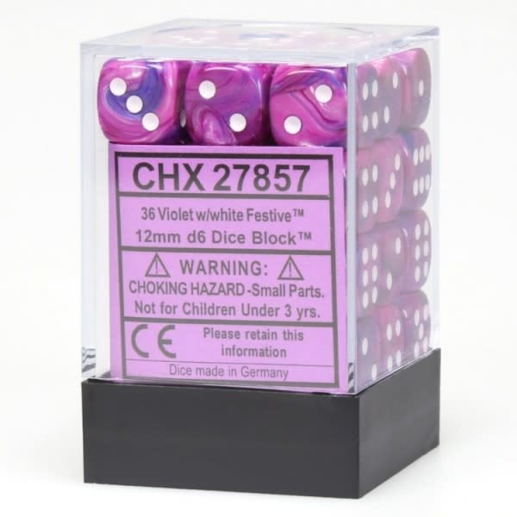 Chessex Dm7 Festive 12mm D6 Violet/White (36)