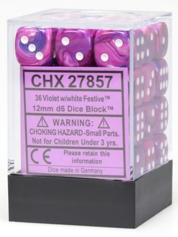 Chessex Dm7 Festive 12mm D6 Violet/White (36)