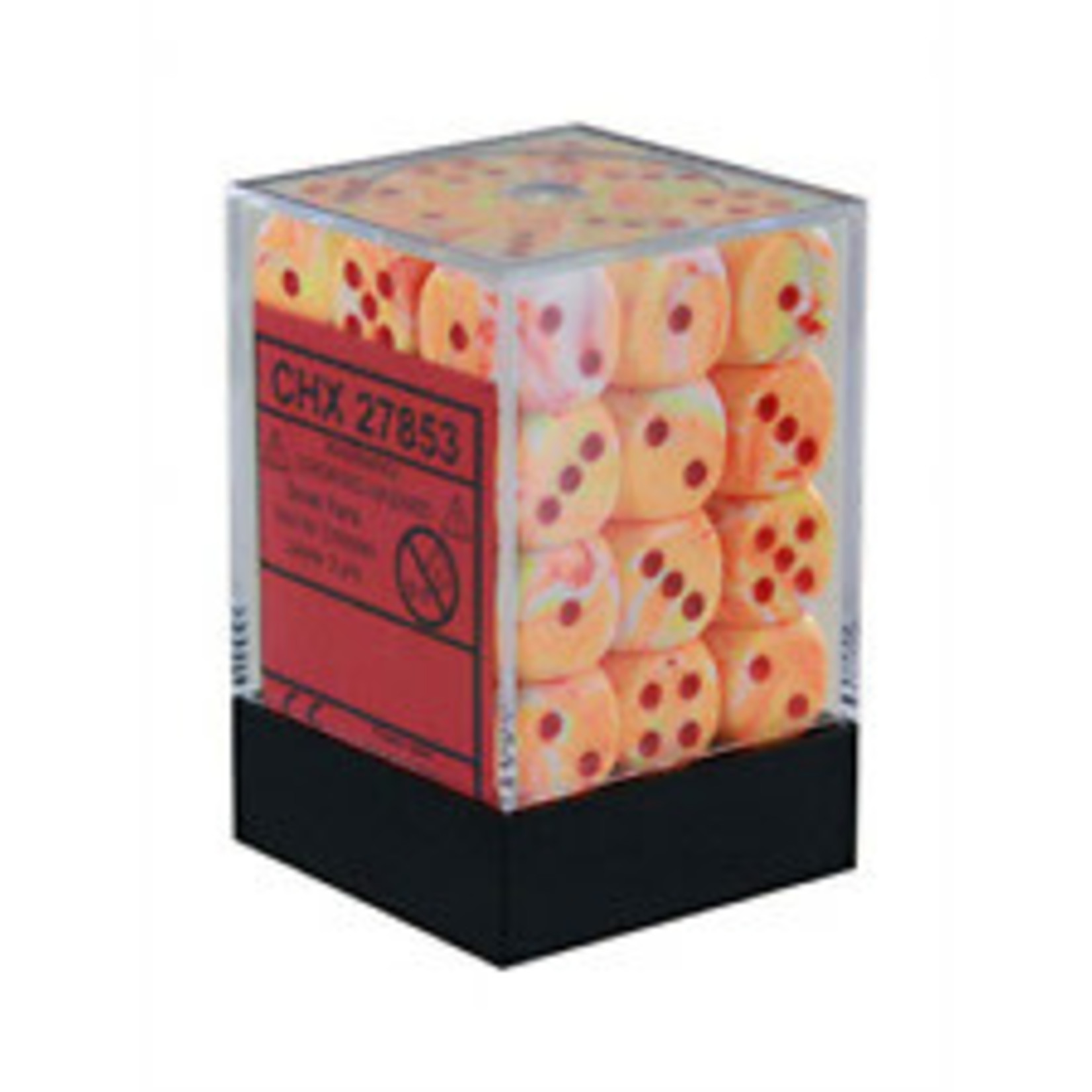 Chessex Festive Sunburst/Red 12mm d6 (36) Menagerie 10