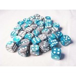 Chessex Gemini 12mm d6 Steel-Teal White (36)