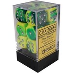 Chessex Gemini 16mm d6 Green Yellow silver set (12)